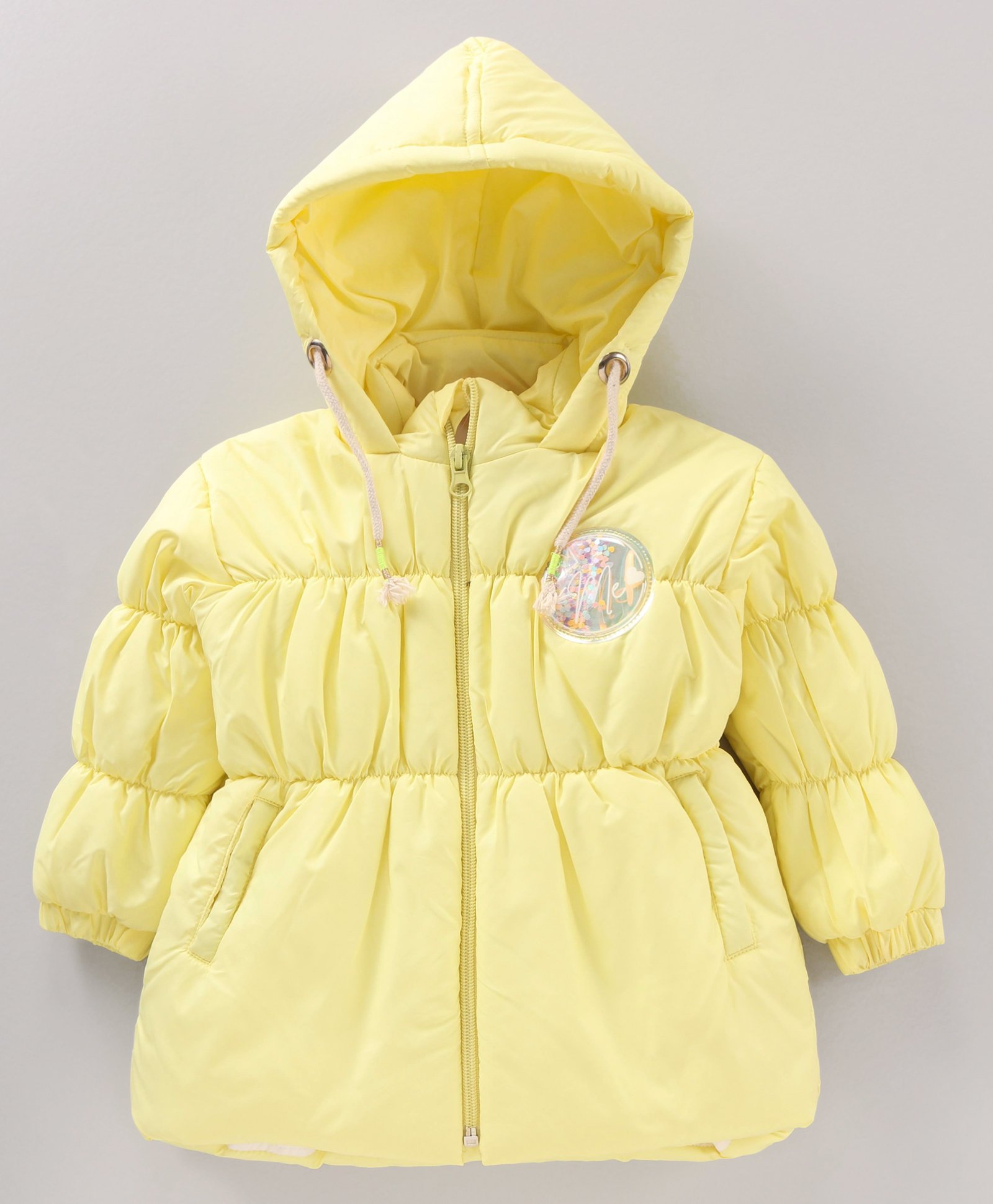 Little Kangaroos Full Sleeves Solid Hooded Quilted Jacket - Lemon-picture-28
