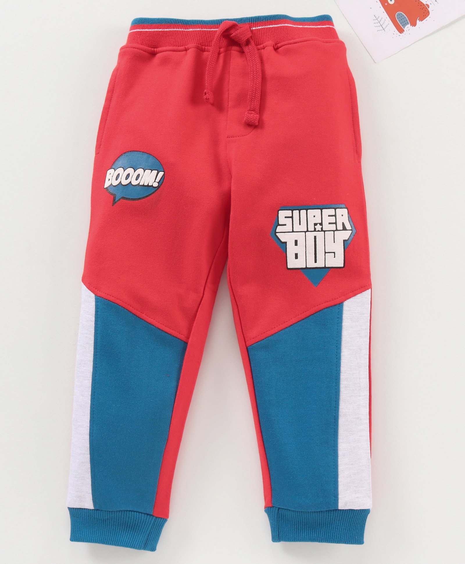Babyhug Cotton Full Length Lounge Pant Text Print - Blue Red-picture-23