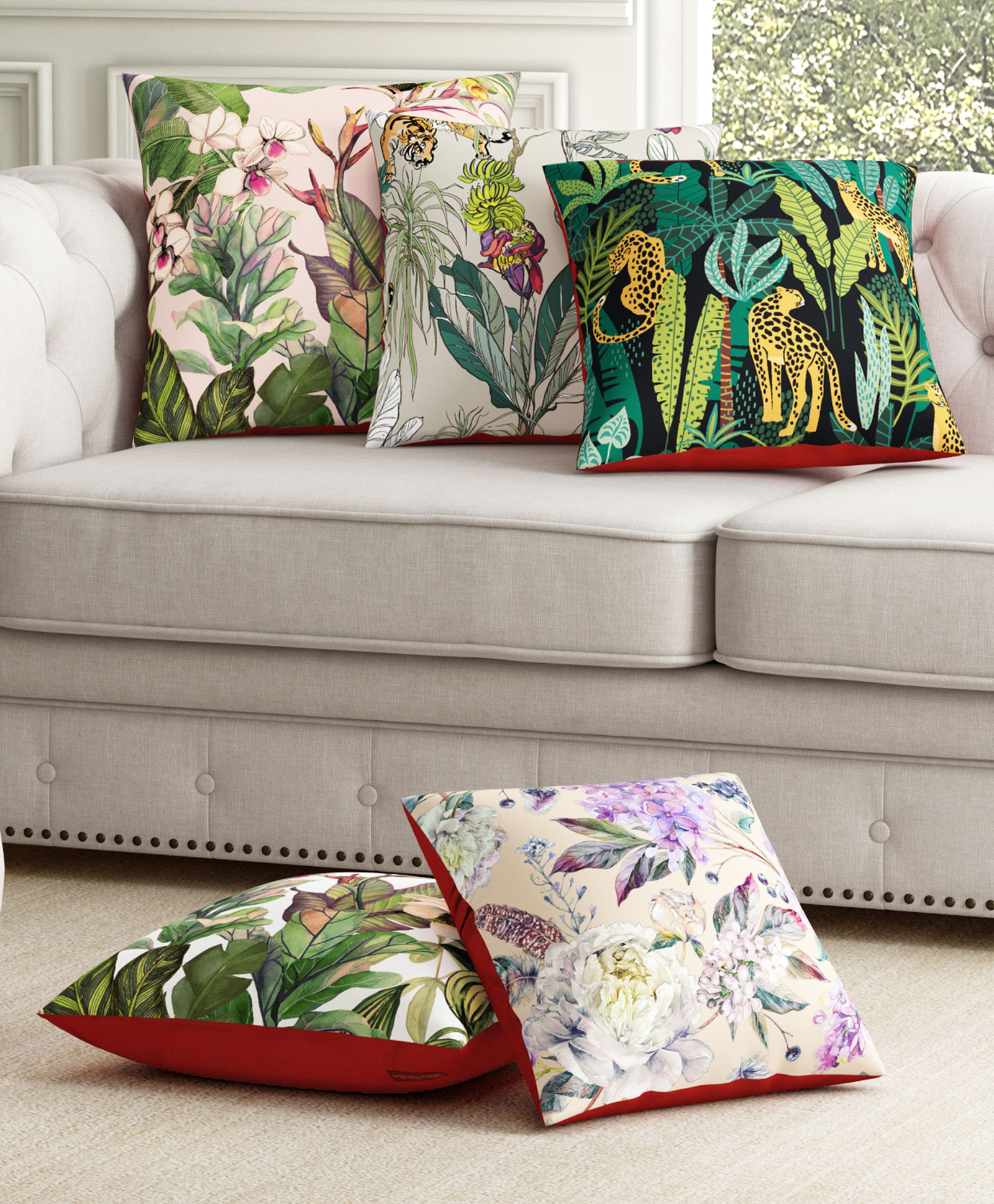 SEJ by Nisha Gupta Premium Cushion Covers Abstract Print Pack Of 5 (Color May Vary)-picture-14
