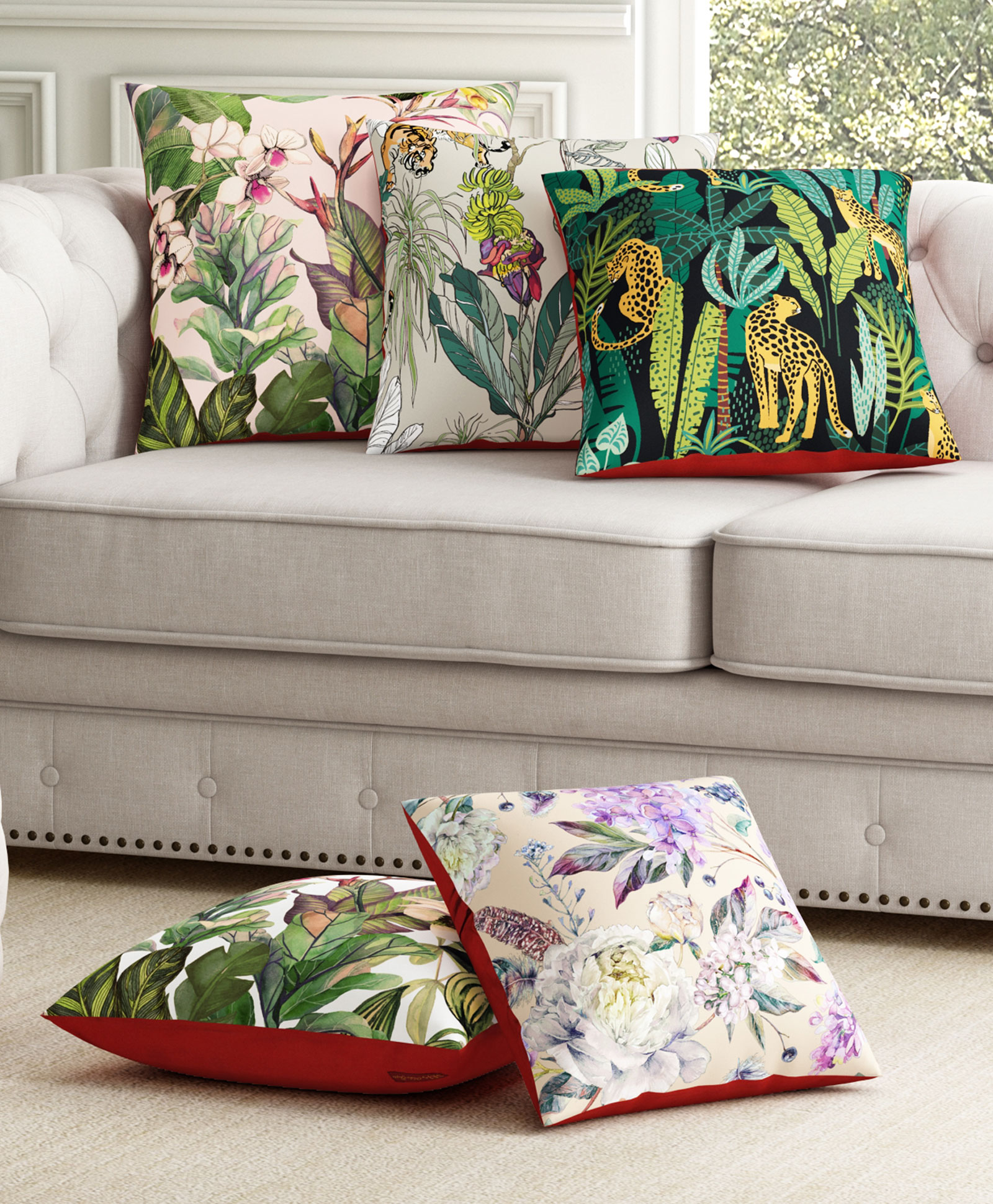 SEJ by Nisha Gupta Premium Cushion Covers Abstract Print Pack Of 5 (Color May Vary)-picture-15