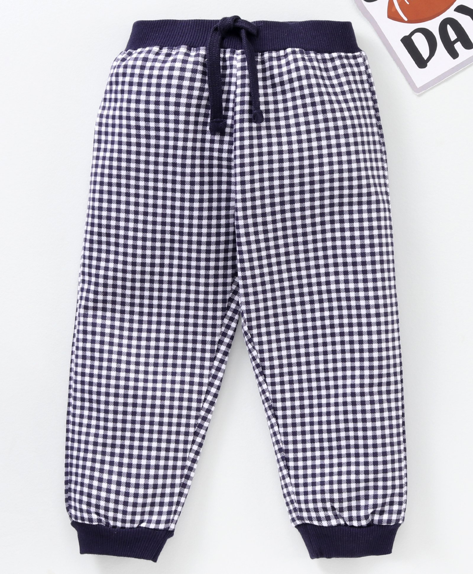 Babyhug Cotton Full Length Checks Lounge Pant - Navy Blue White-picture-16