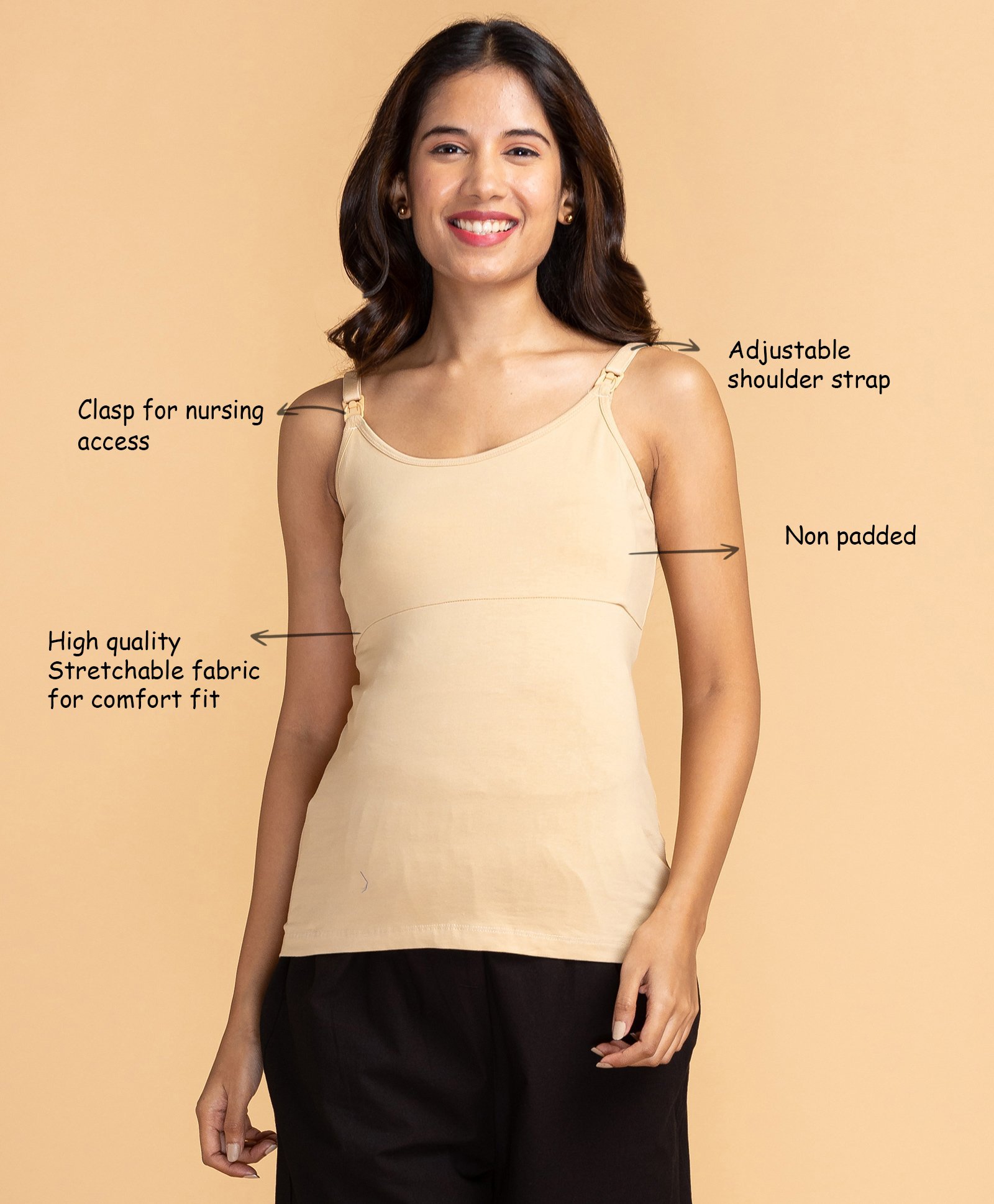Bella Mama Maternity Nursing Knit Camisole - Beige