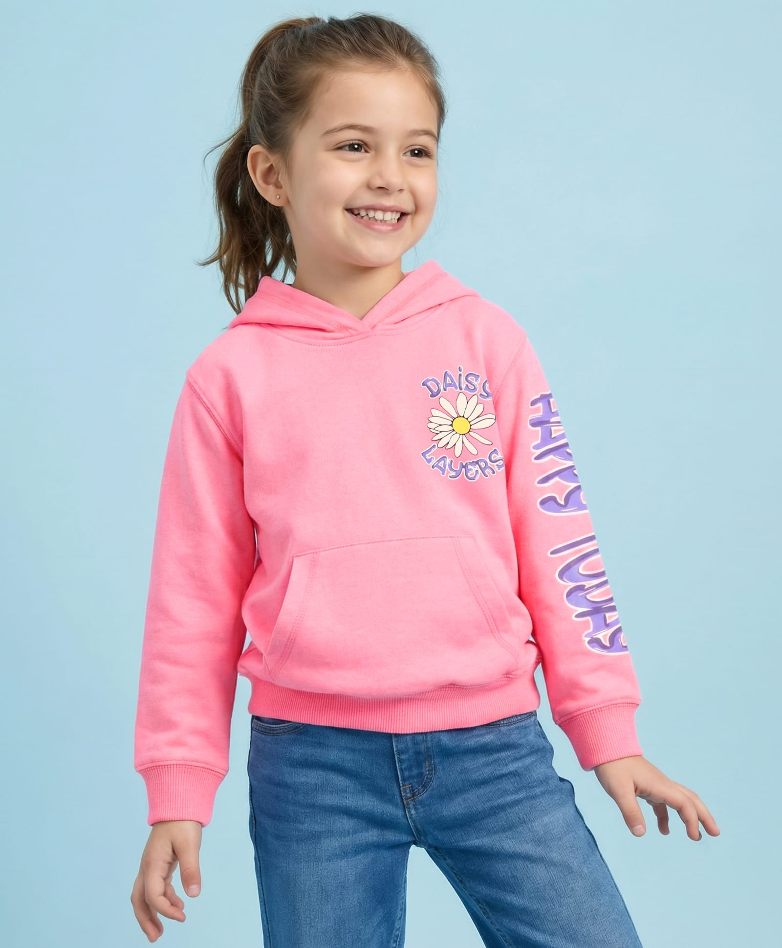 Doreme Full Sleeves Knit Sweatshirt Placement Print- Pink-image-16