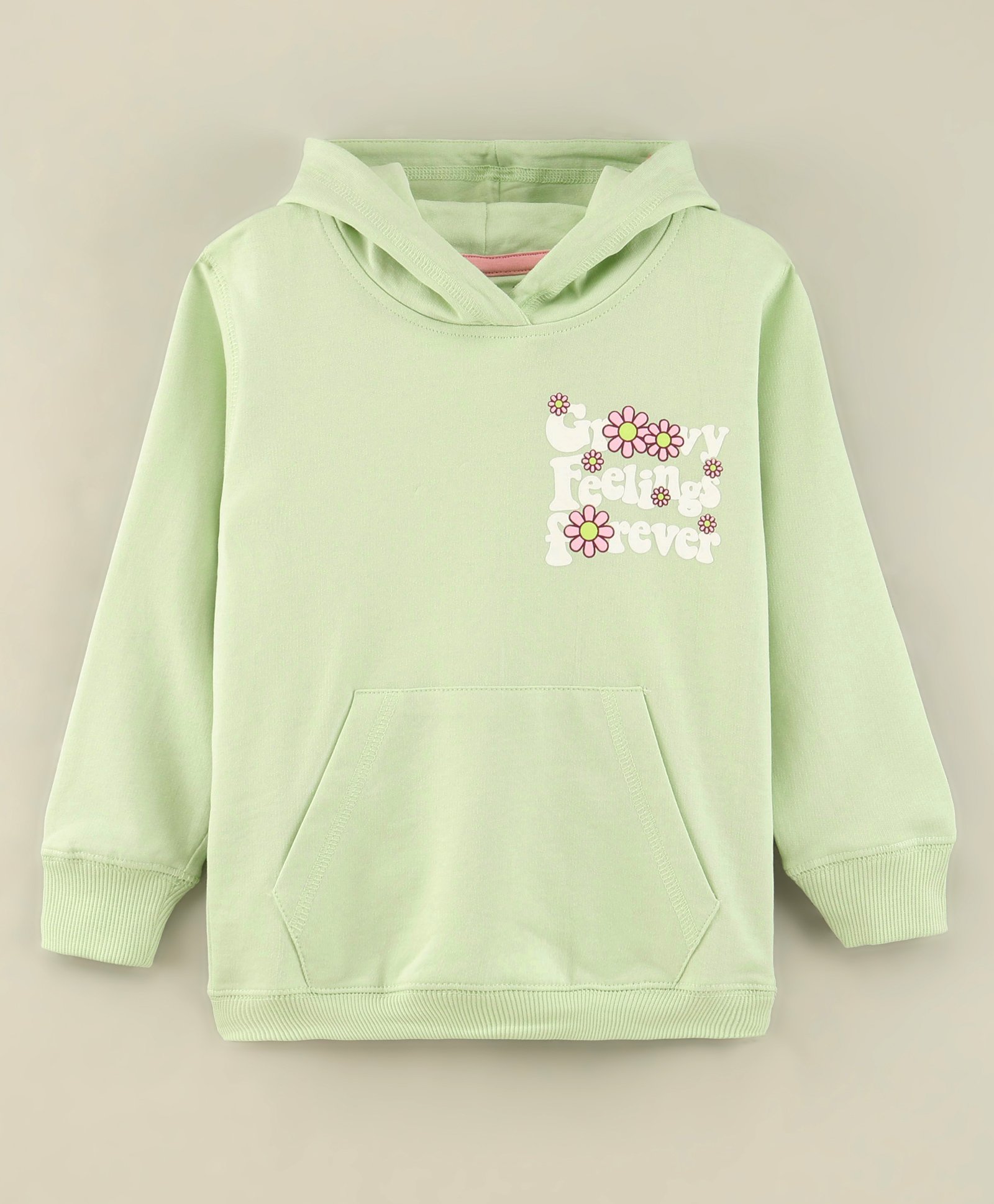 Doreme Full Sleeves Knit Sweatshirt Placement Print- Green-picture-15