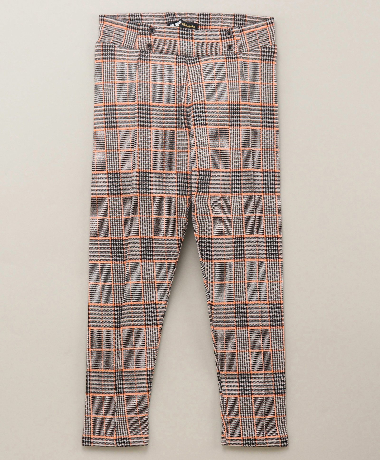 Vitamins Full Length  Check Trousers- Orange White-picture-13