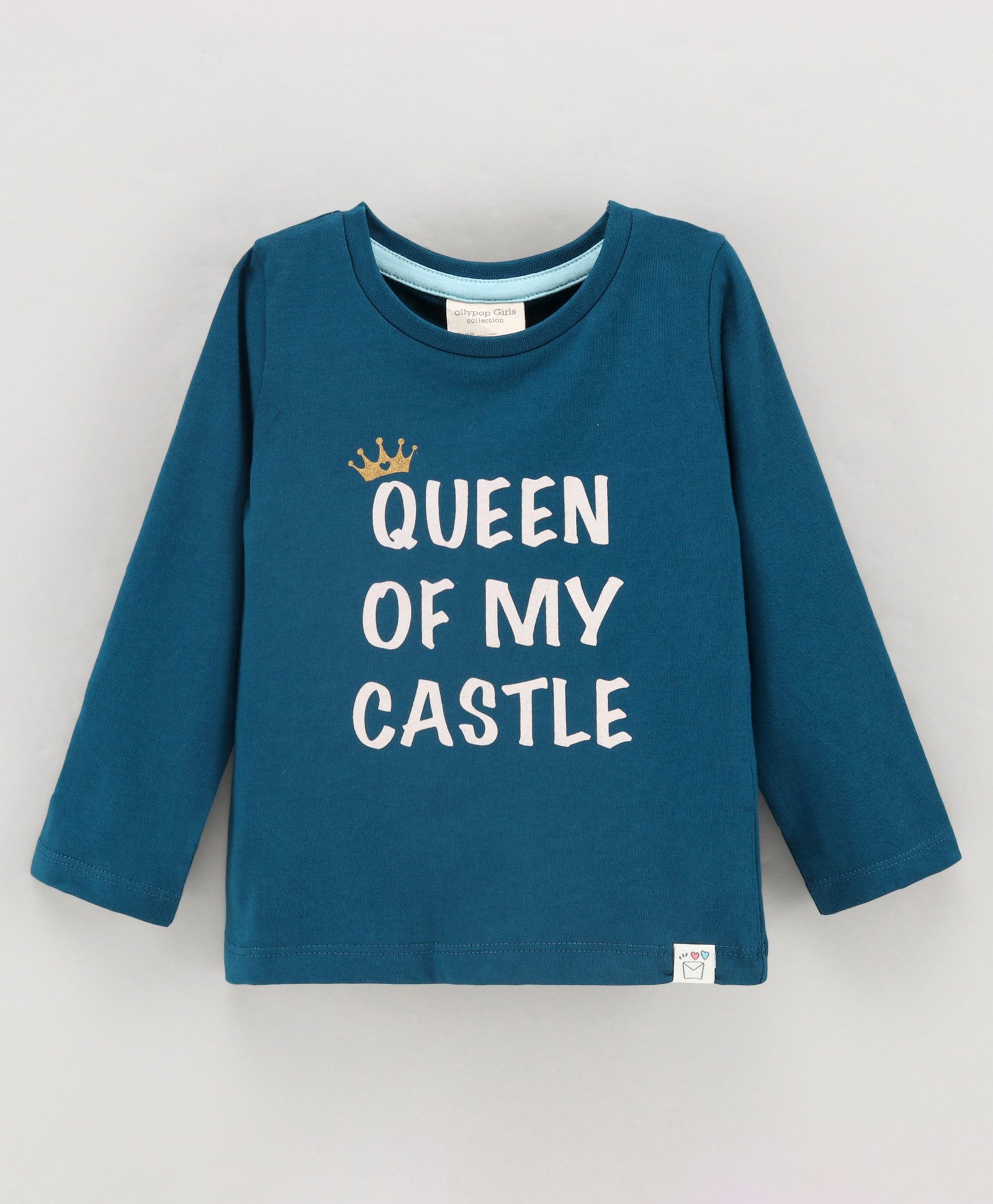 Ollypop Full Sleeves Tee Text Print - Blue-image-24