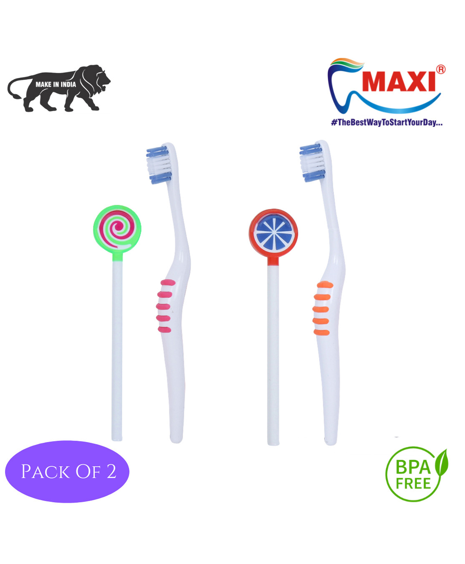Maxi Milky White Baby Toothbrush and Tongue Cleaner Pack of 2 - Multicolor-image-44