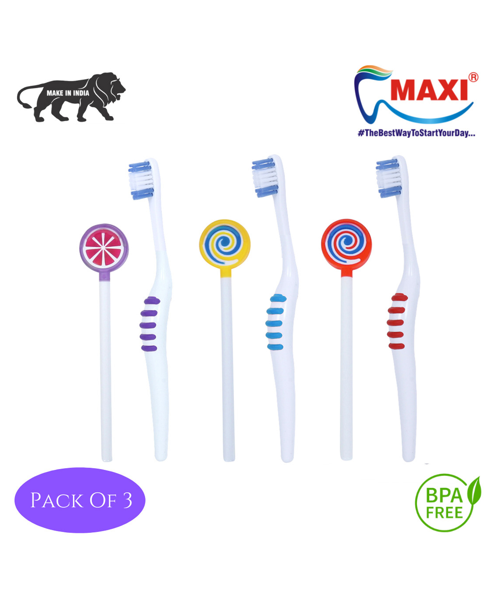 Maxi Milky White Baby Toothbrush and Tongue Cleaner Pack of 3 - Multicolor-picture-17