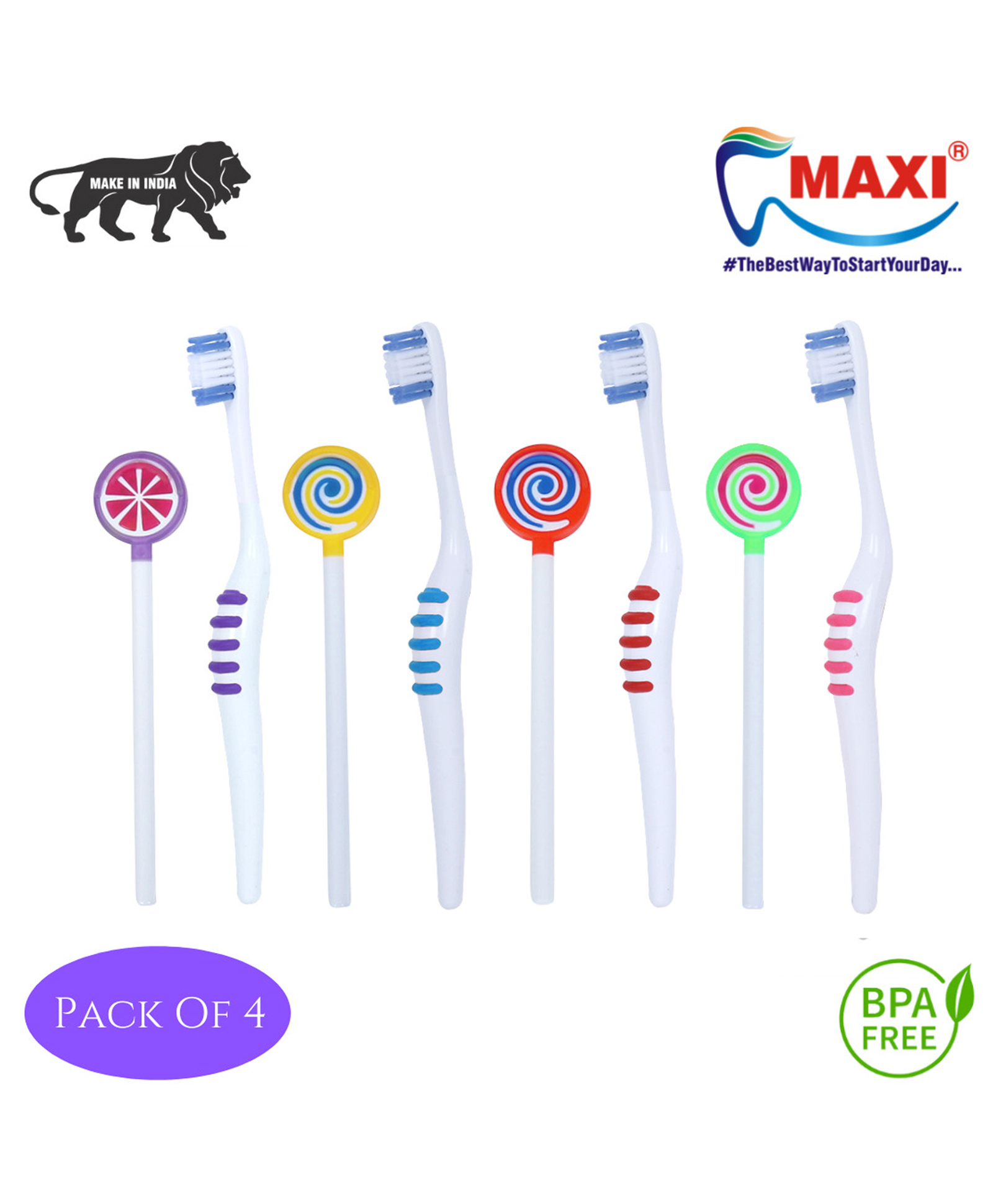 Maxi Milky White Baby Toothbrush and Tongue Cleaner Pack of 4 - Multicolor-picture-13