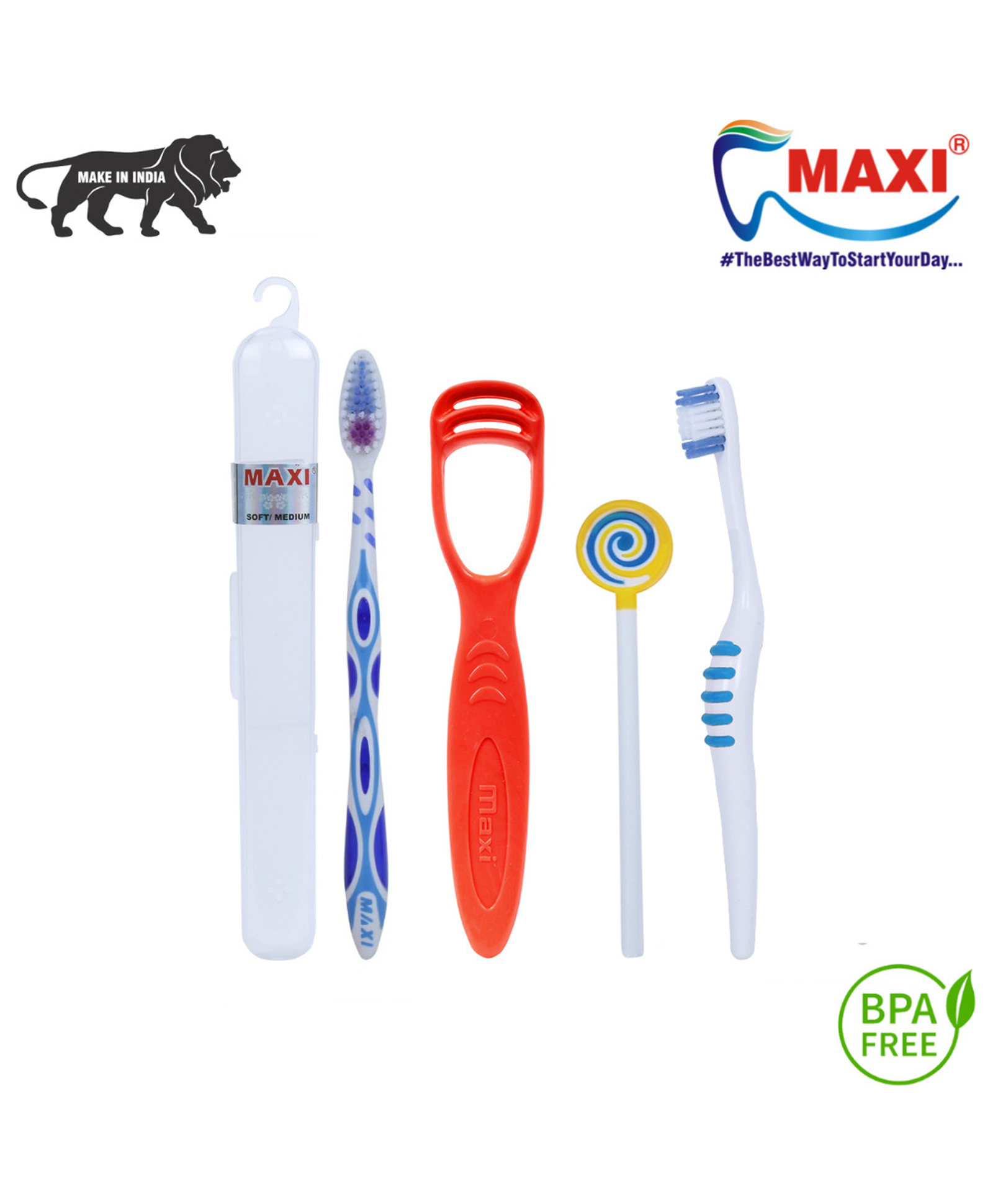 Maxi Mommy And Baby Toothbrush & Tongue Cleaner Oral Care Combo - Multicolor-image-45