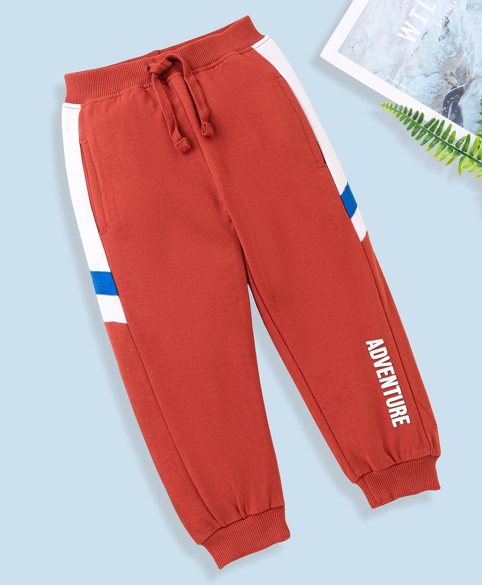 Babyhug Full Length Cotton Text Printed Lounge Pant - Rust-image-14