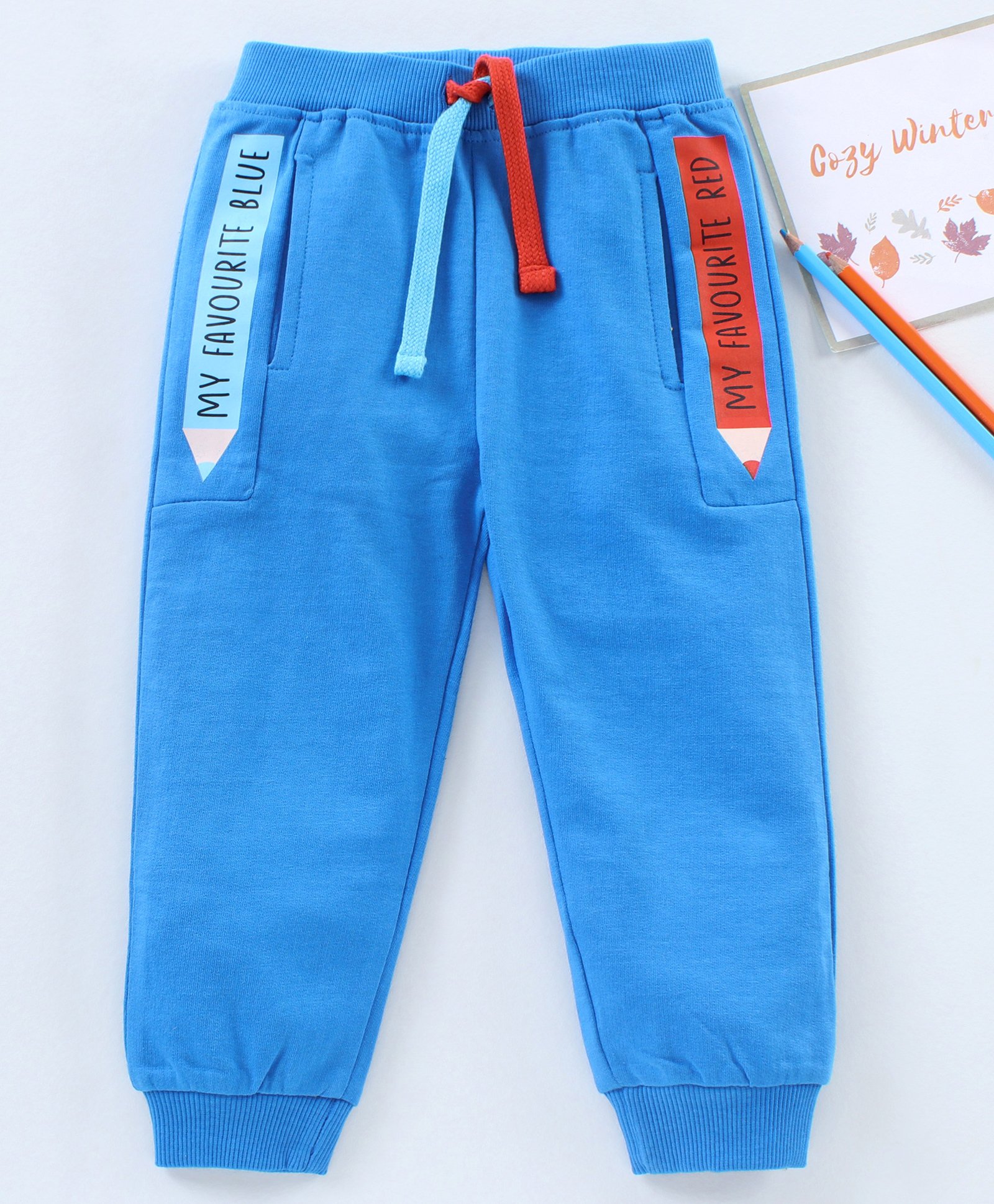 Babyhug Cotton Full Length Lounge Pant With Drawstring Text Print - Dark Blue-picture-27