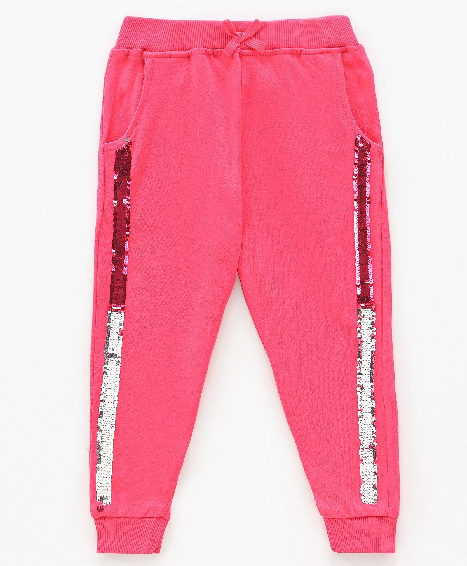 Babyhug Full Length Cotton Lounge Pants With Multi Reversible Sequin - Fuchsia-image-34