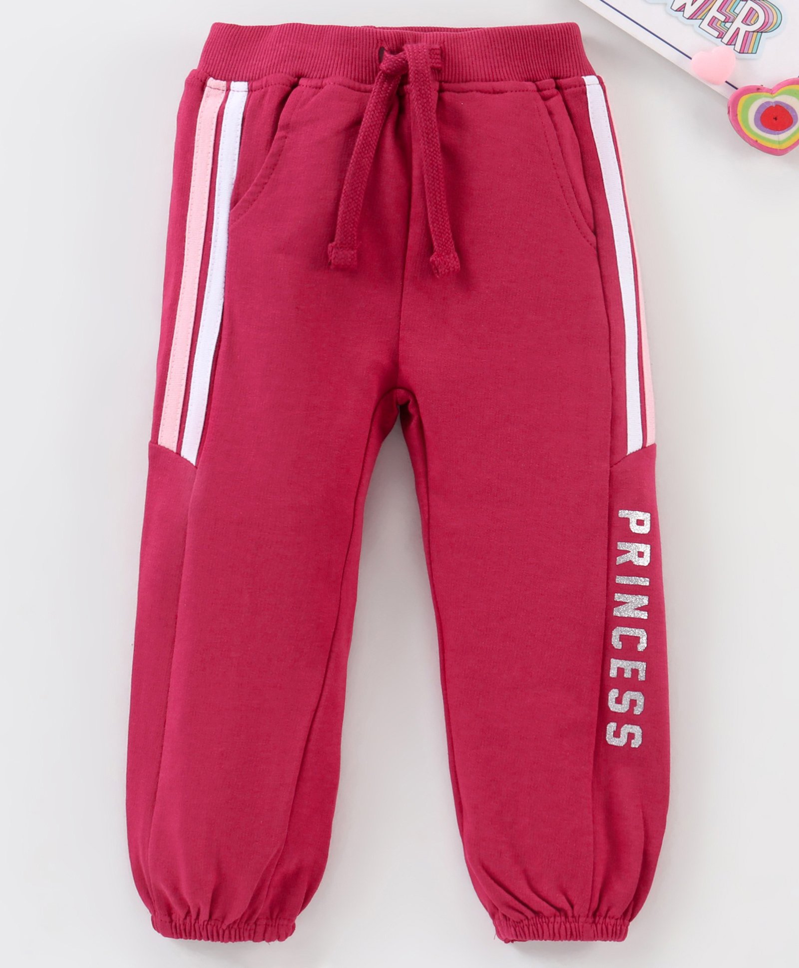 Babyhug Cotton Full Length Lounge Pant Text Print - Maroon-image-6