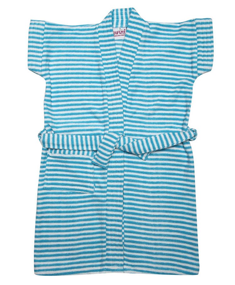 BUMZEE Half Sleeves Striped Bathrobe - Blue-picture-22