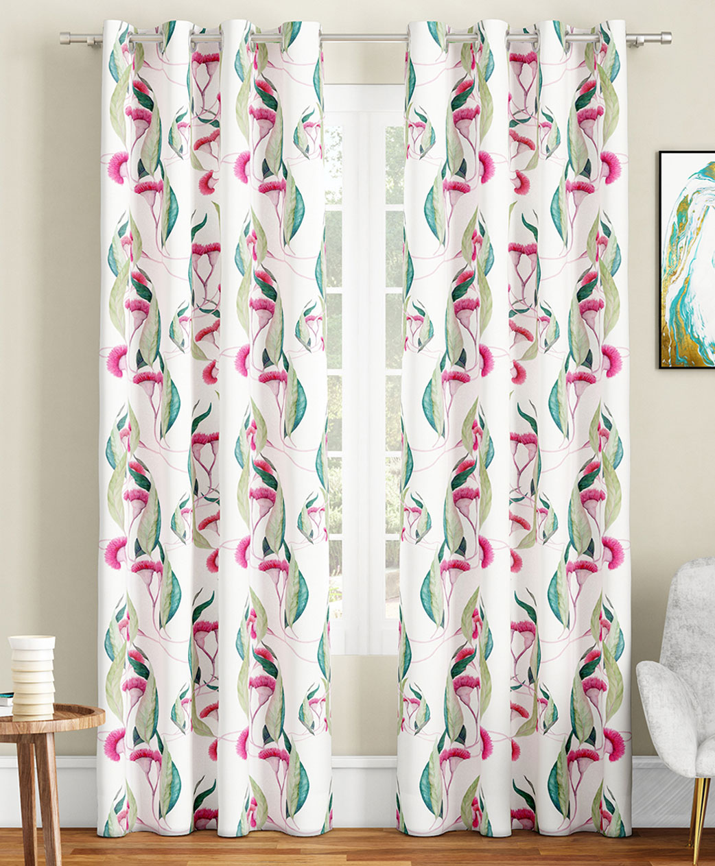 SEJ by Nisha Gupta Floral Eyelet Long Door Curtains Pack of 2  - White-image-34