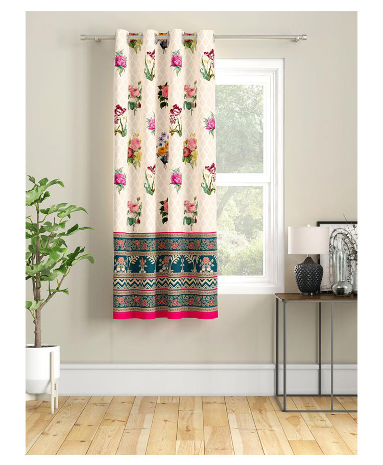 SEJ by Nisha Gupta Single Abstract Eyelet Window Curtain - Cream-picture-32