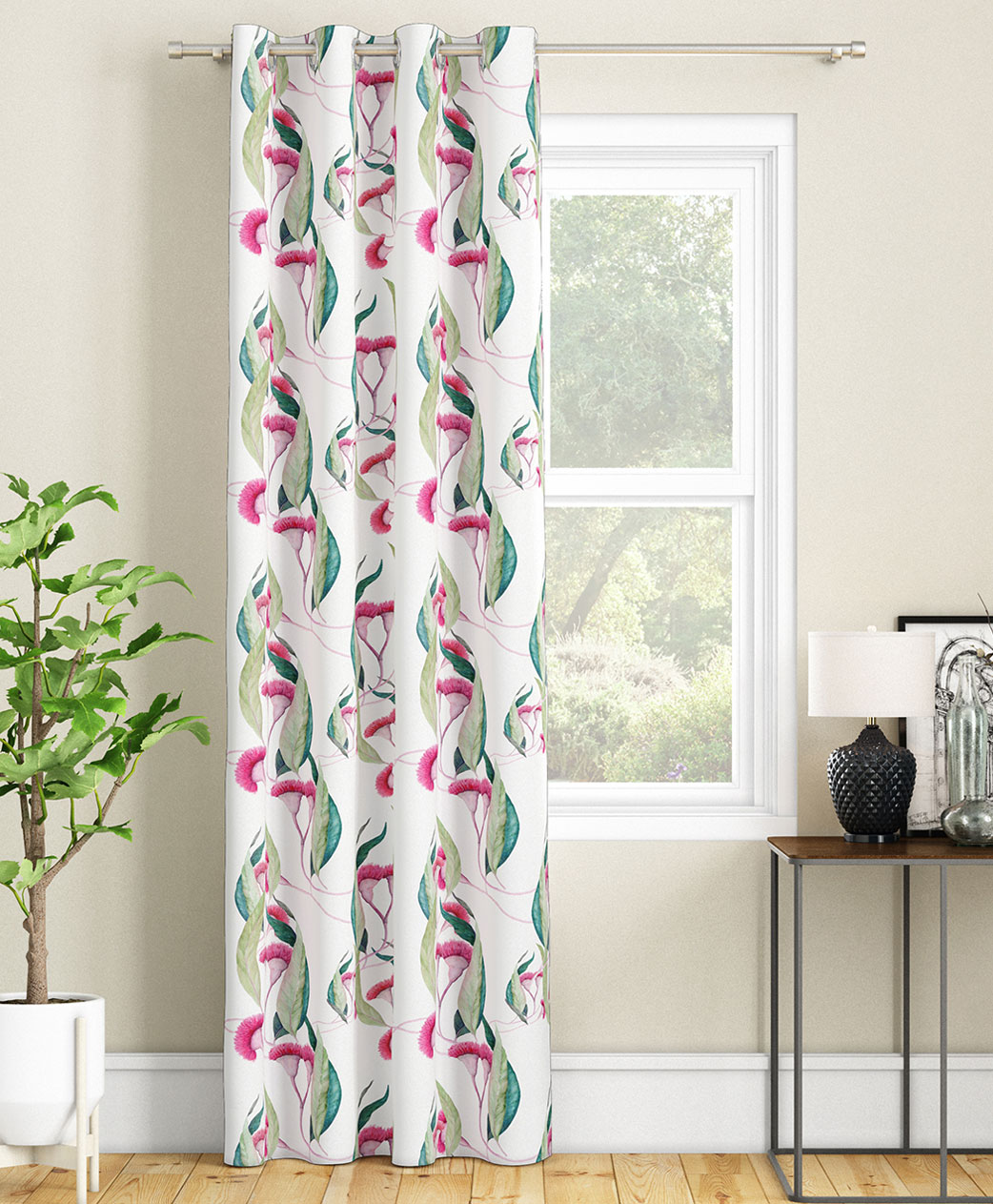 SEJ by Nisha Gupta Single Floral Eyelet Door Curtain - White-picture-37