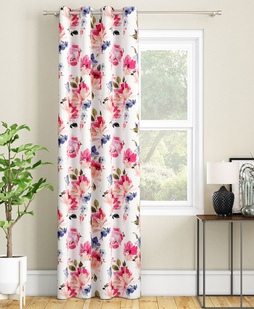 SEJ by Nisha Gupta Single Floral Eyelet Long Door Curtain - White-picture-42