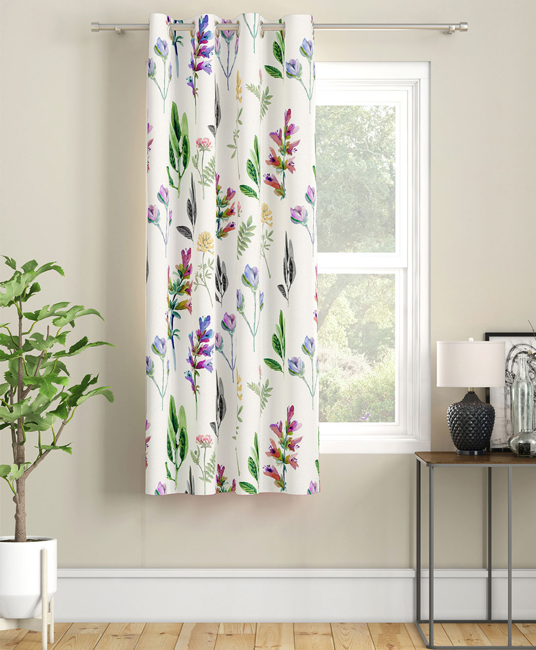 SEJ by Nisha Gupta Single Floral Eyelet Window Curtain - White-picture-21