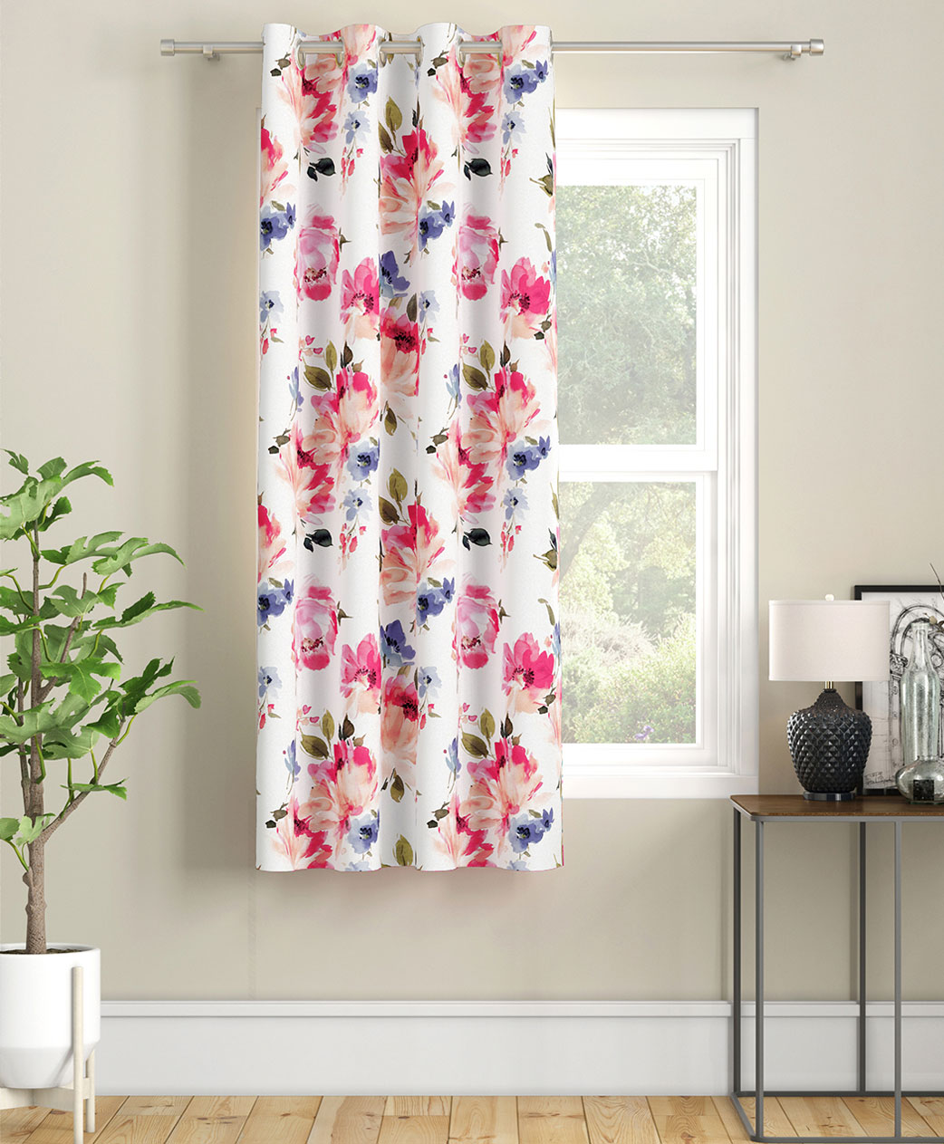 SEJ by Nisha Gupta Single Floral Eyelet Window Curtain - White-picture-13