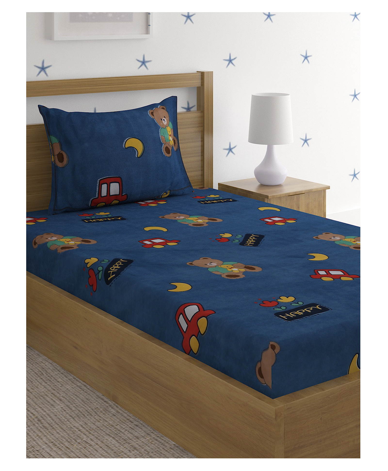 Hosta Homes 280 Gsm Glaced Cotton Cartoon Printed Single Bed Sheet With 1 Pillow Cover - Multicolor Online in India, Buy at Best Price from - 11816694 Hosta Homes 280 Gsm Glaced Cotton Cartoon Printed Single Bed Sheet With 1 Pillow Cover - Multicolor Online in India, Buy at Best Price from - 11816694