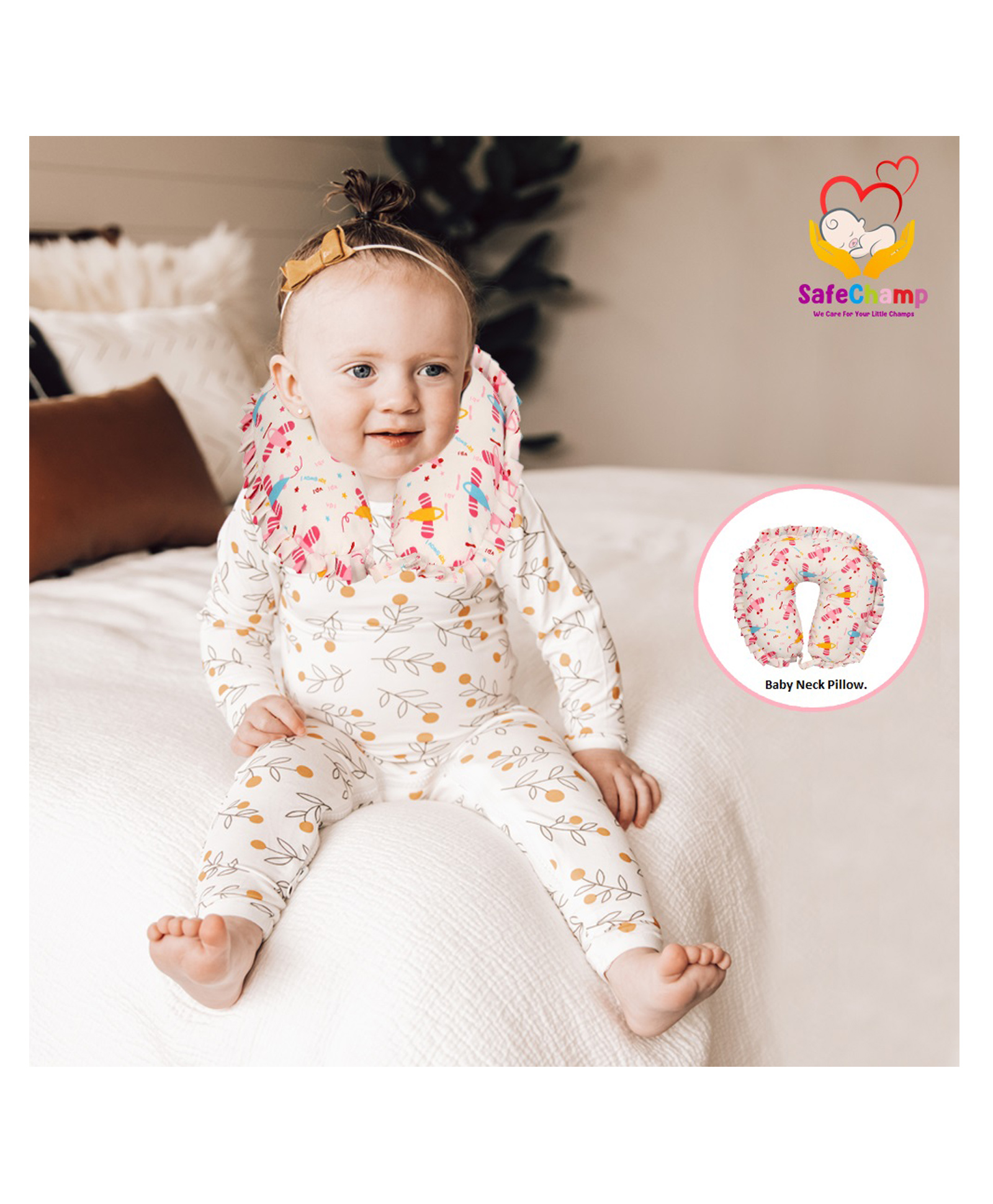 SafeChamp Lite Air Baby Travel Pillow Infant Head and Neck Support Pillow for Car Seat Pushchair - Pink-picture-42