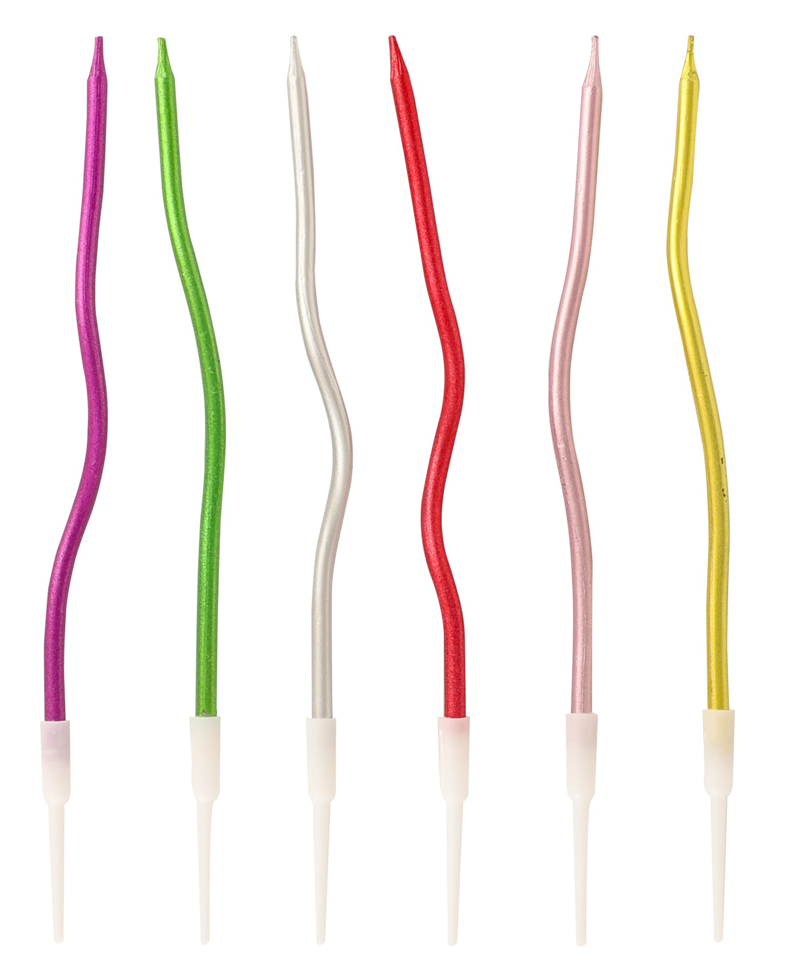 Party Anthem Twisty Curly Multicolor Metallic Tall Cake Candle Pack of 6 - Height 15.2 cm-image-49