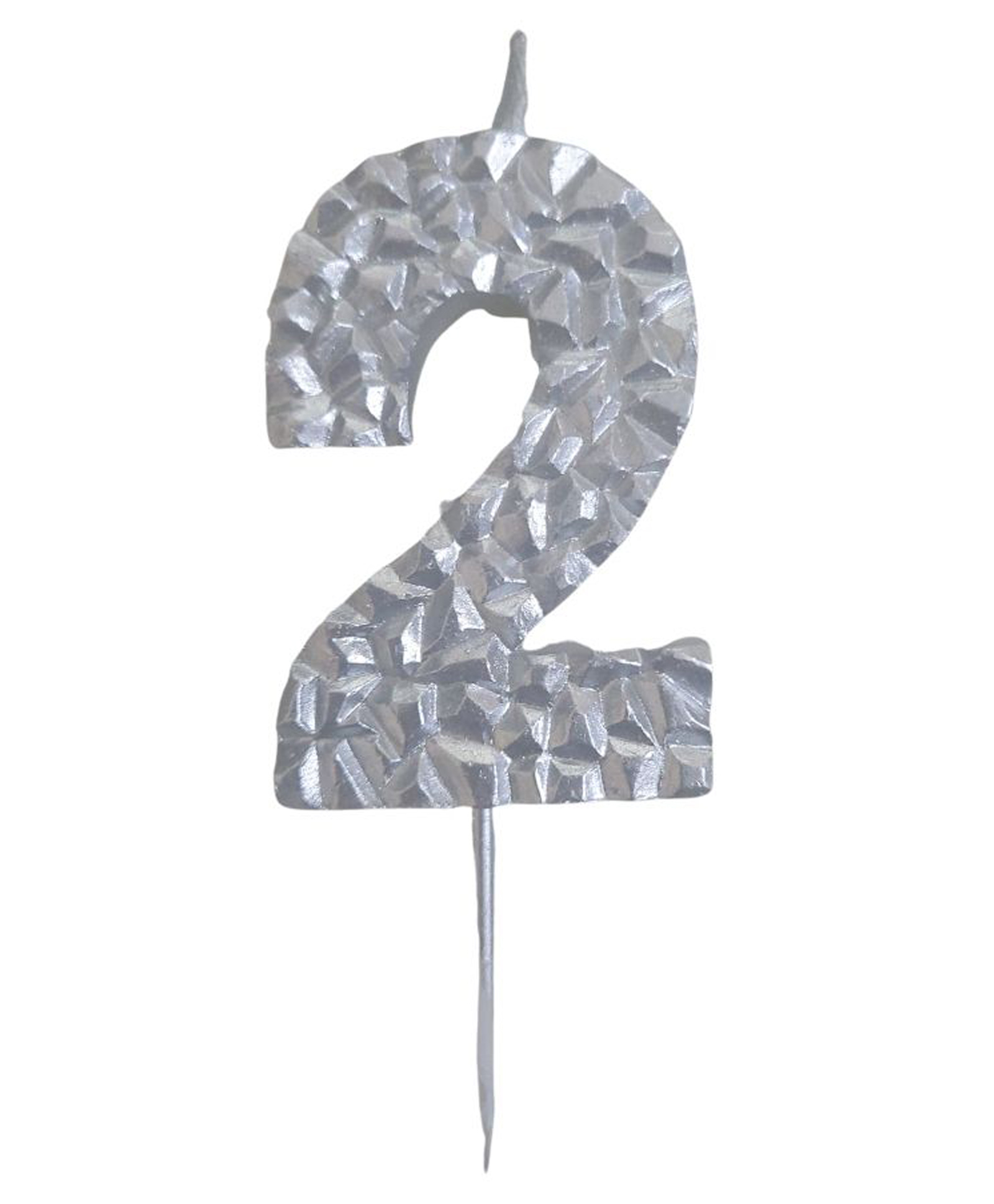Party Anthem Textured Number 2 Candle - Silver