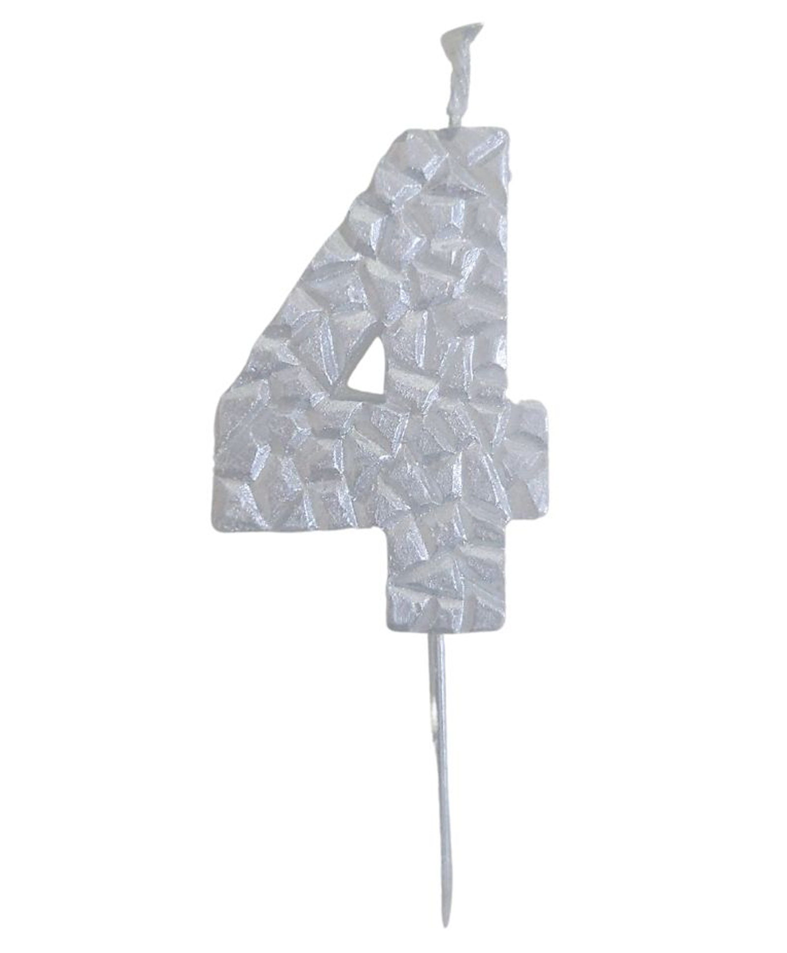 Party Anthem Textured Number 4 Candle - Silver-image-24