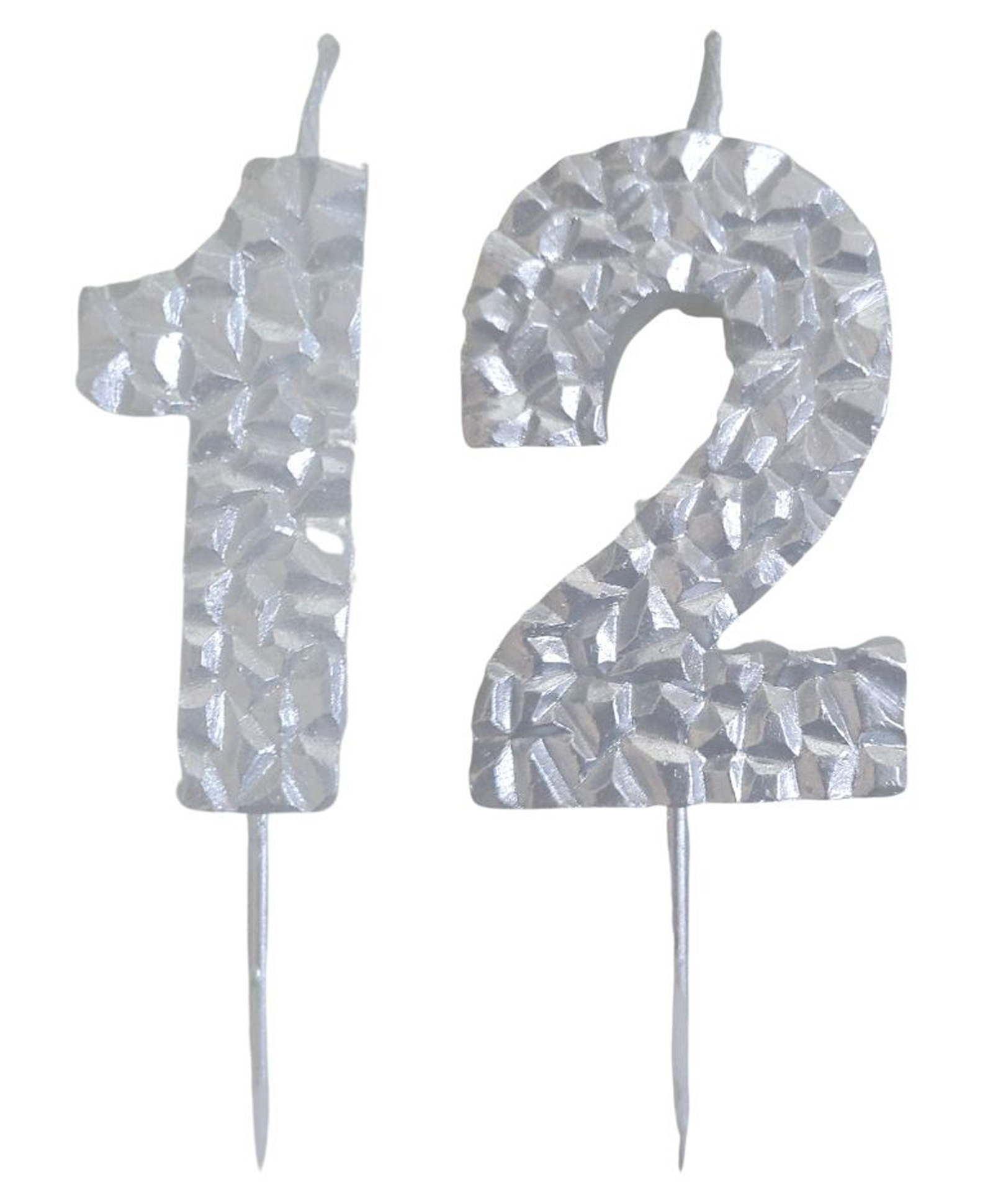 Party Anthem Textured Number 12 Candle - Silver-image-48