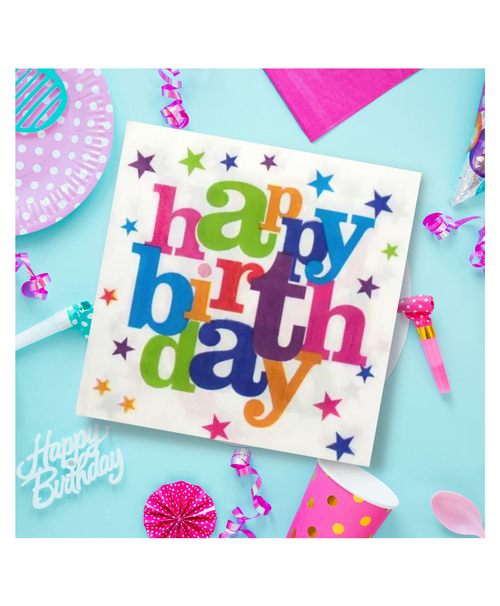 Party Anthem Happy Birthday print 2 Ply Paper Napkins 40 Sheets - Multicolor