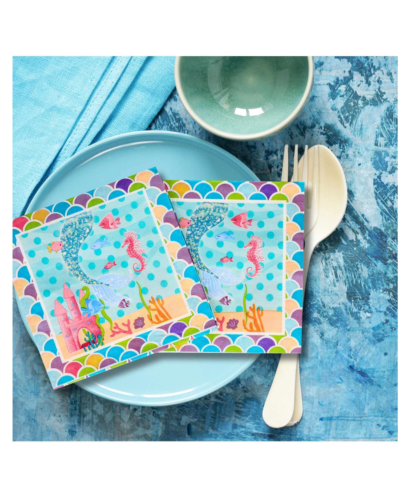 Party Anthem Magical Mermaid Paper Napkins 40 Sheets - Multicolour