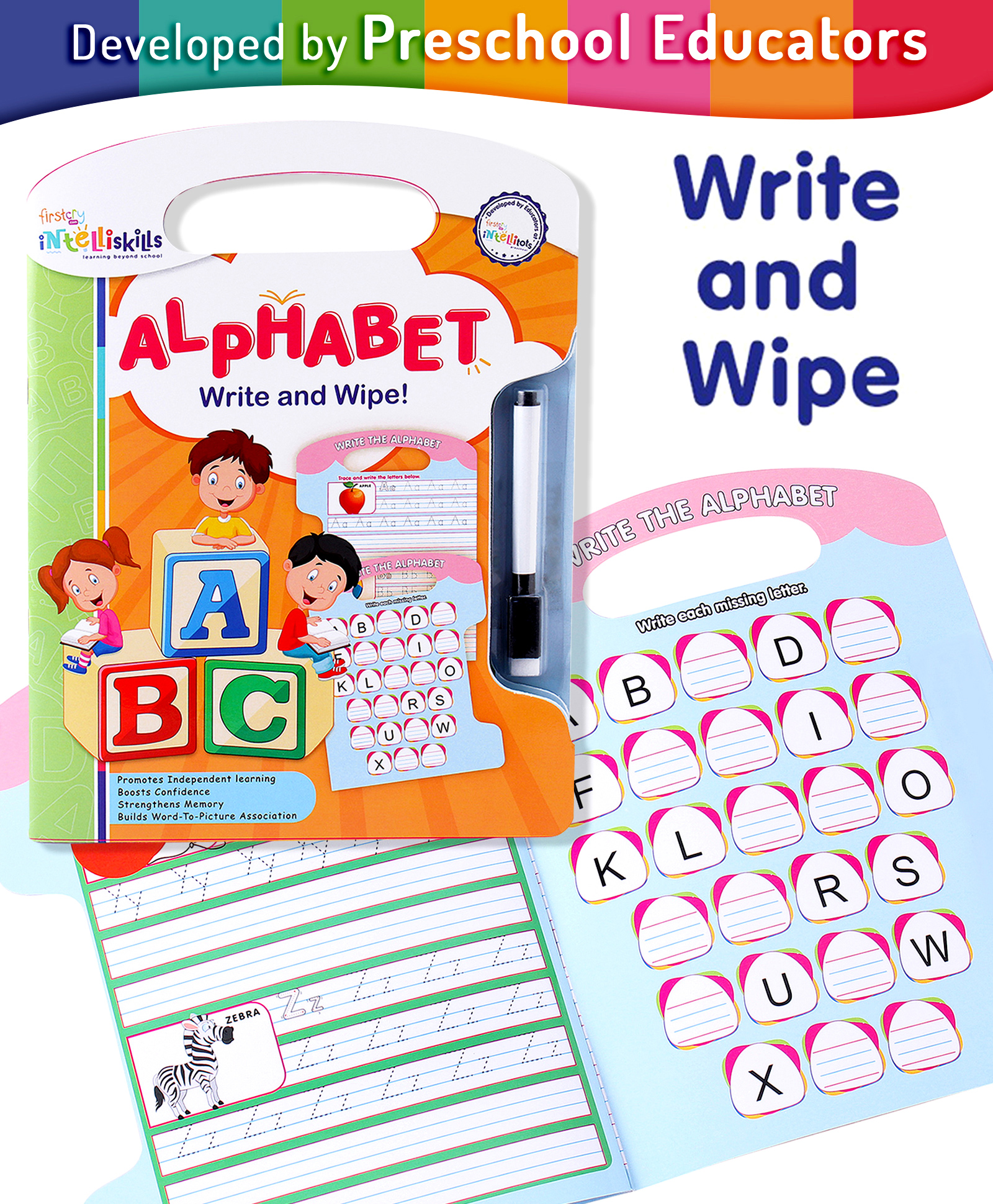 Intelliskills Write and Wipe Book Alphabets - English-image-1