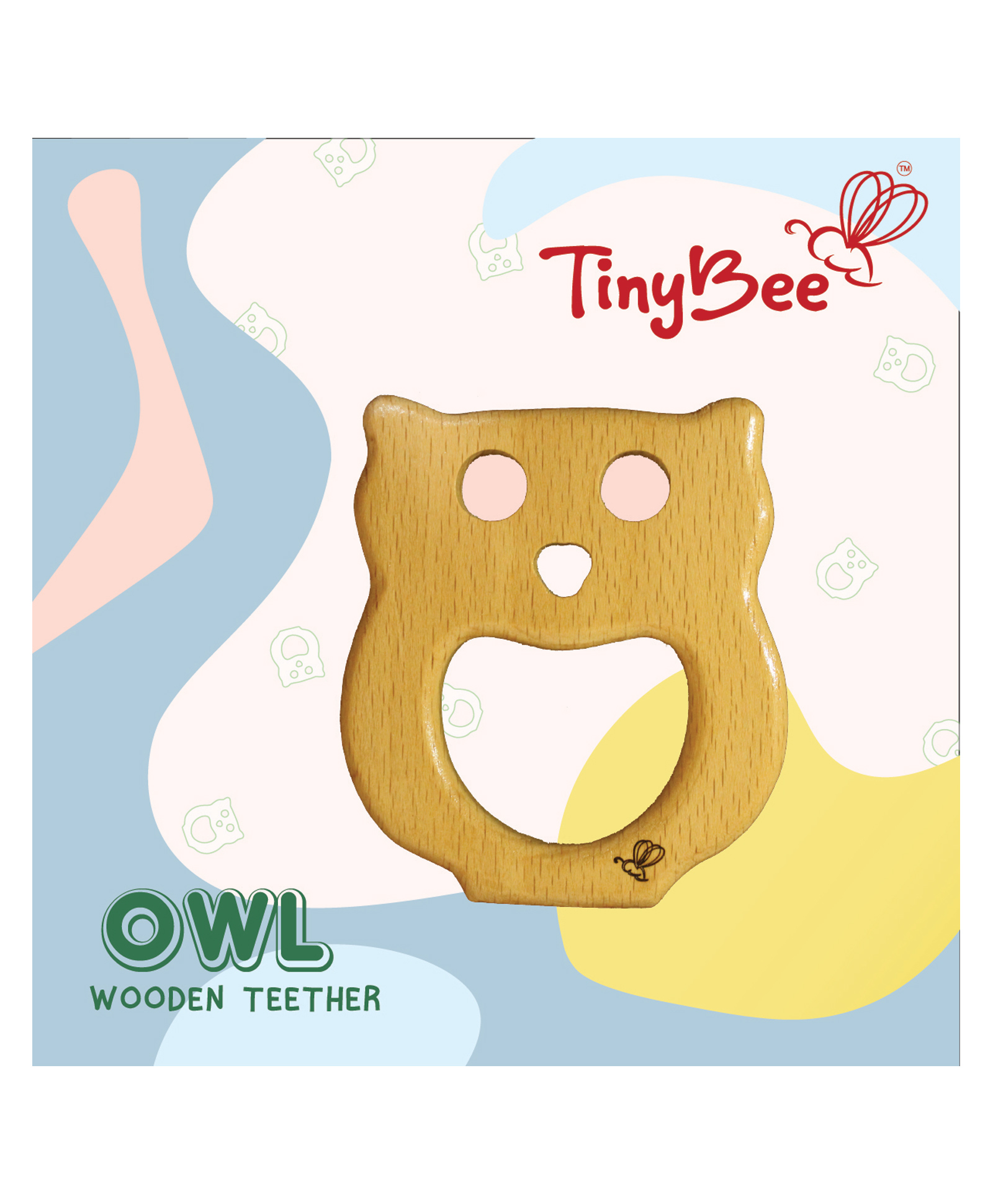 tinybee Owl Wooden Teether - (color may vary)-picture-28