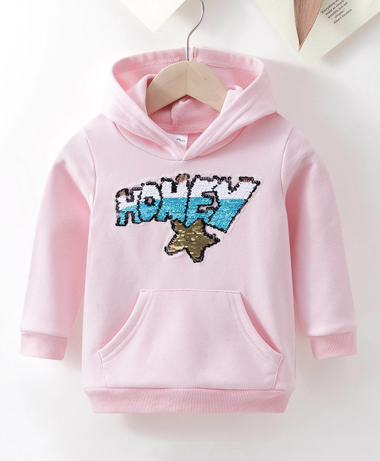 Kookie Kids Full Sleeves Hooded Sweatshirt Sequin Design - Multicolour-picture-14