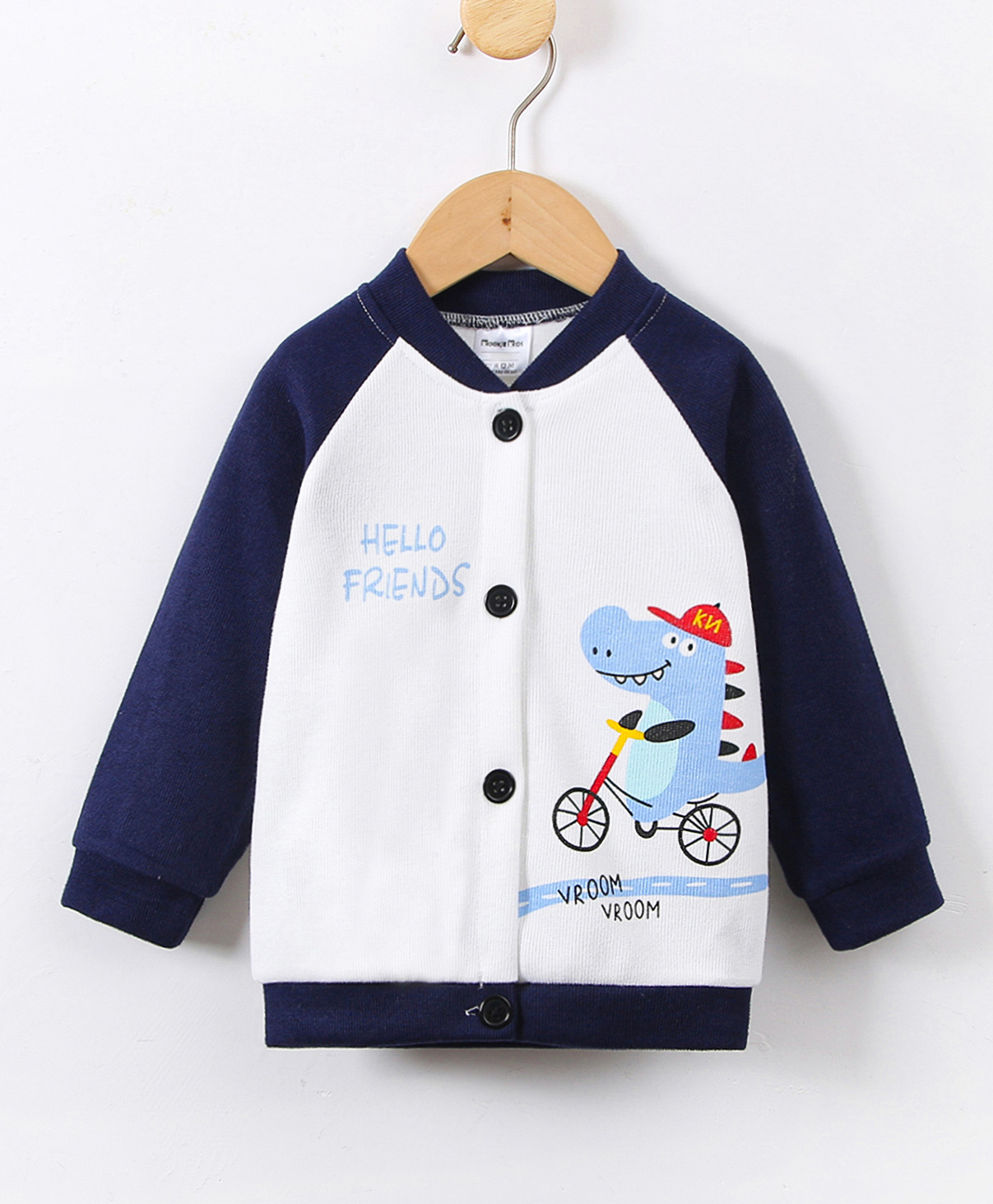 Kookie Kids Full Sleeves Bomber Jacket Dino Print - Navy-image-28
