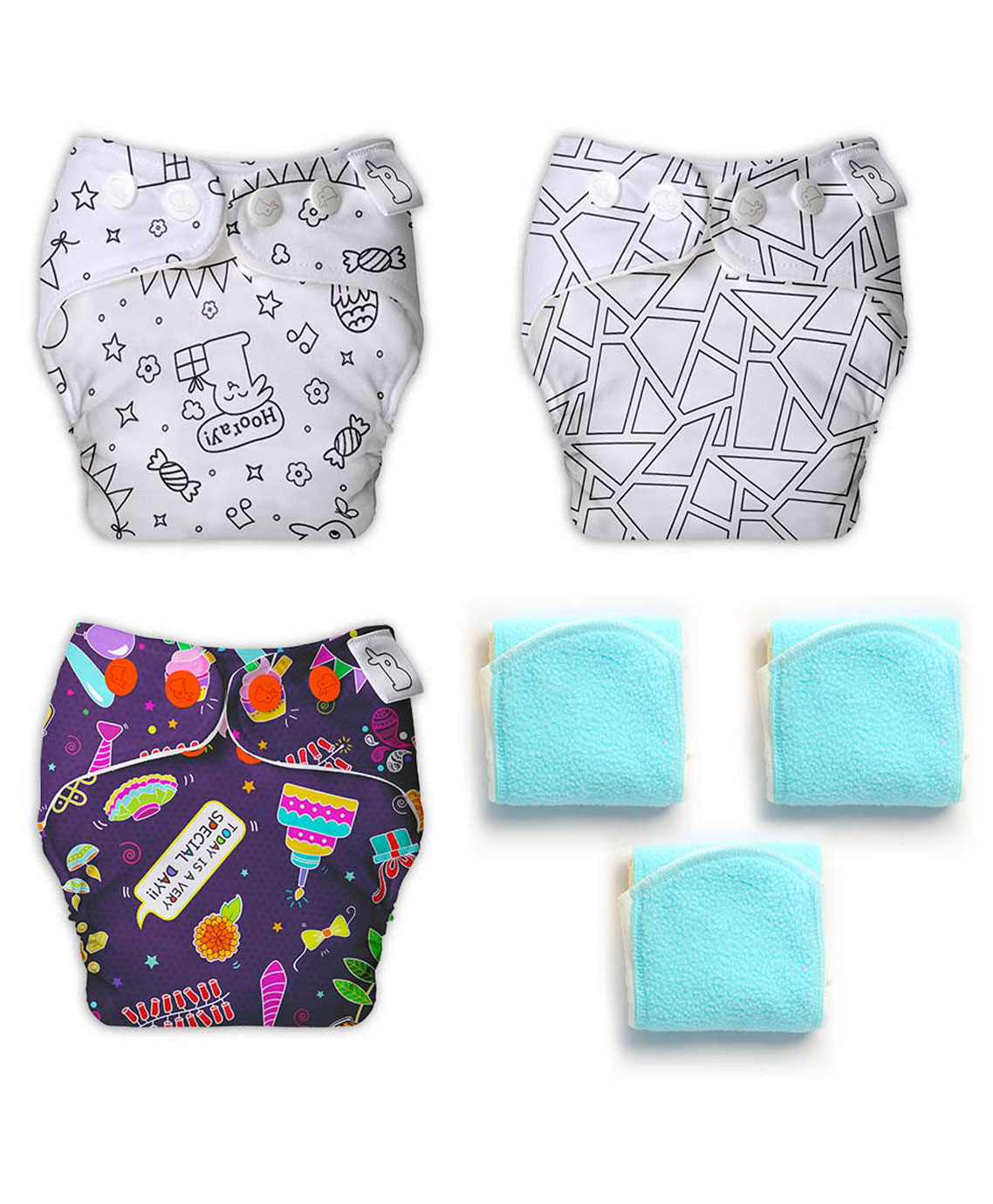 SuperBottoms Freesize UNO Cloth Diaper Combo Pack of 3 -Multicolour-image-9