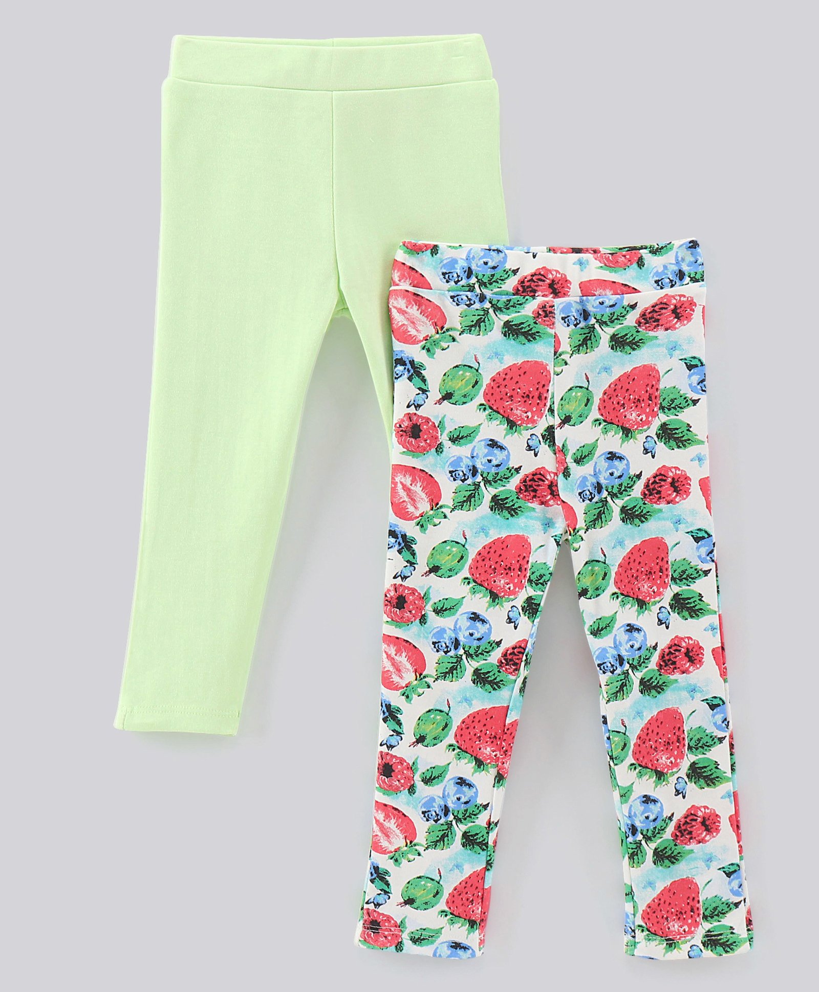 Bonfino Interlock Fabric Ankle Length Pack of 2 Leggings - Green-image-1