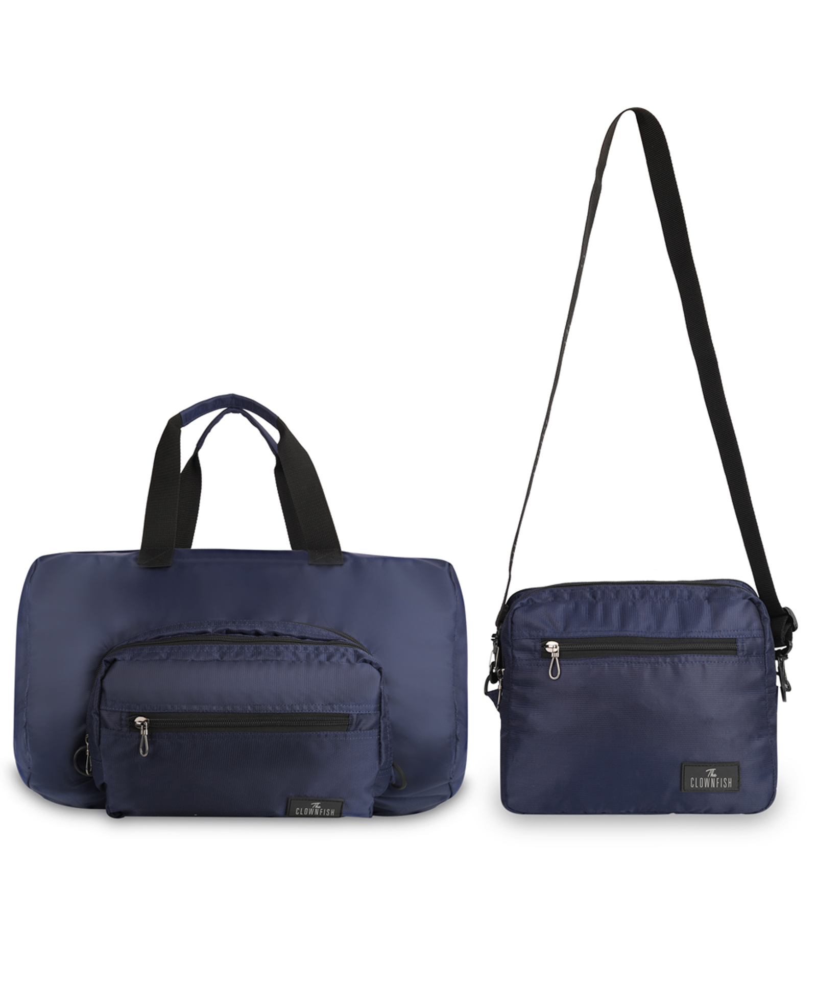The Clownfish Rebecca Series Polyester Convertible Travel Duffle Bag Weekender Bag Crossbody Sling Bag - Navy Blue-picture-10
