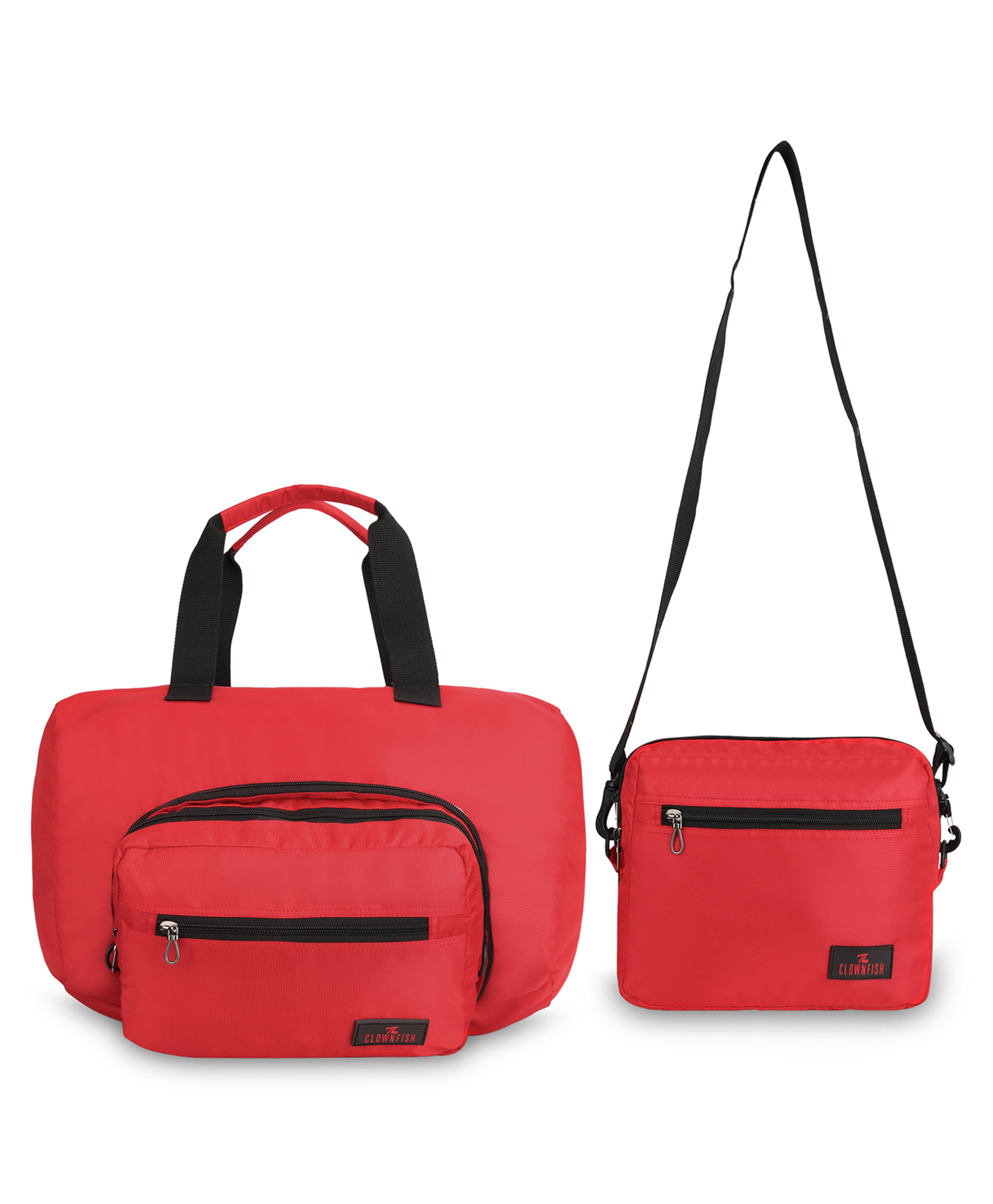 The Clownfish Rebecca Series Polyester Convertible Travel Duffle Bag Weekender Bag Crossbody Sling Bag - Red-picture-11