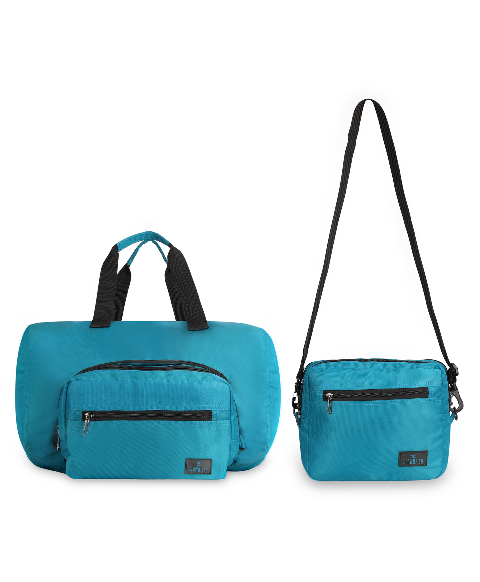The Clownfish Rebecca Series Polyester Convertible Travel Duffle Bag Weekender Bag Crossbody Sling Bag - Turquoise Blue-picture-12