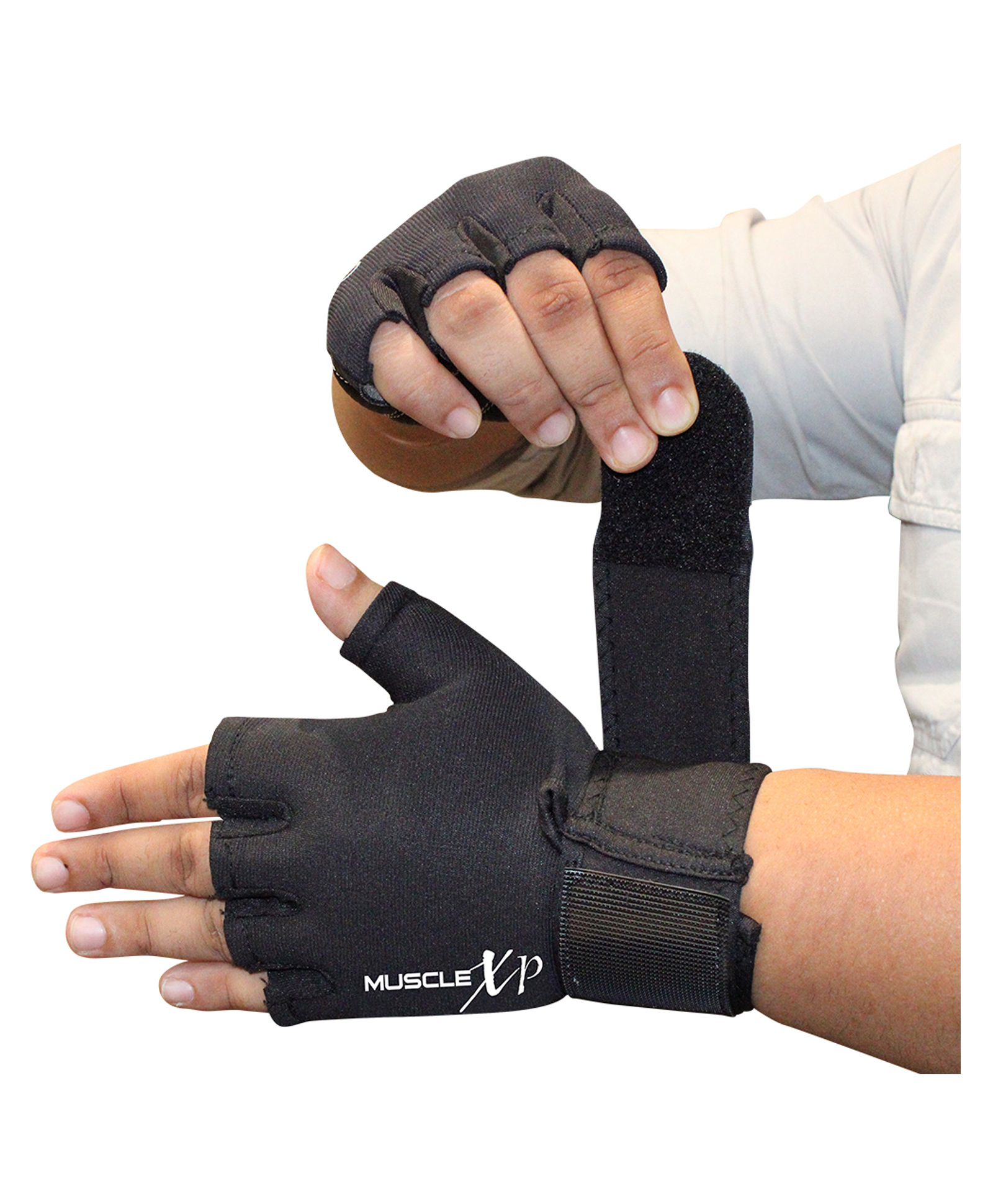 MuscleXP Maestro-Wrap Fitness Workout Gym Gloves - Black-image-2