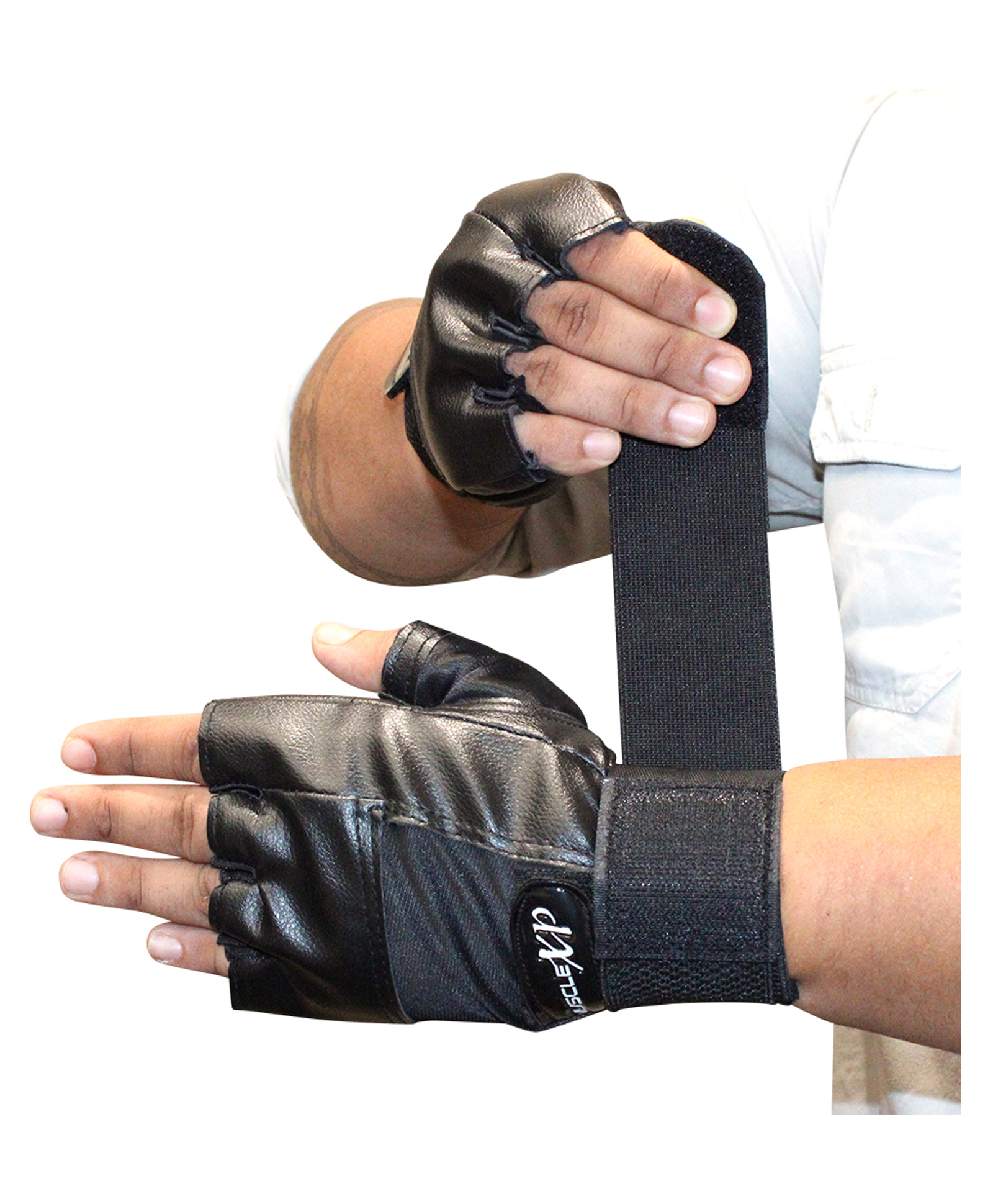 MuscleXP Firm Stud Workout Gym Gloves - Jet Black-picture-16