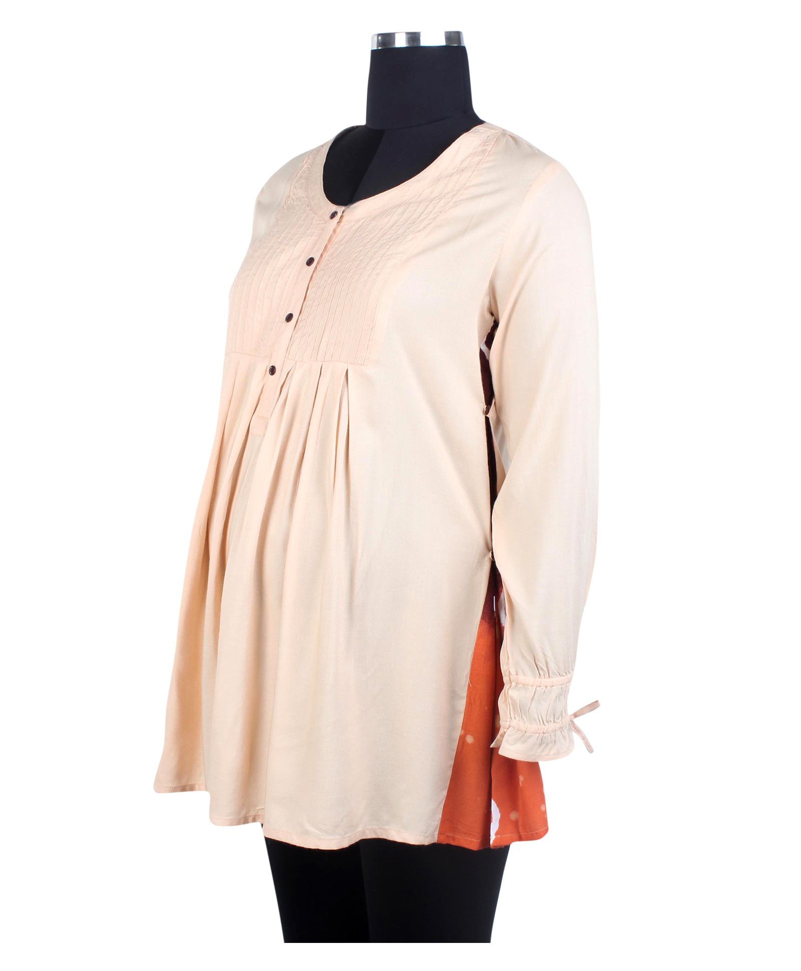 Kriti Full Sleeves Nursing Top - Peach-image-9