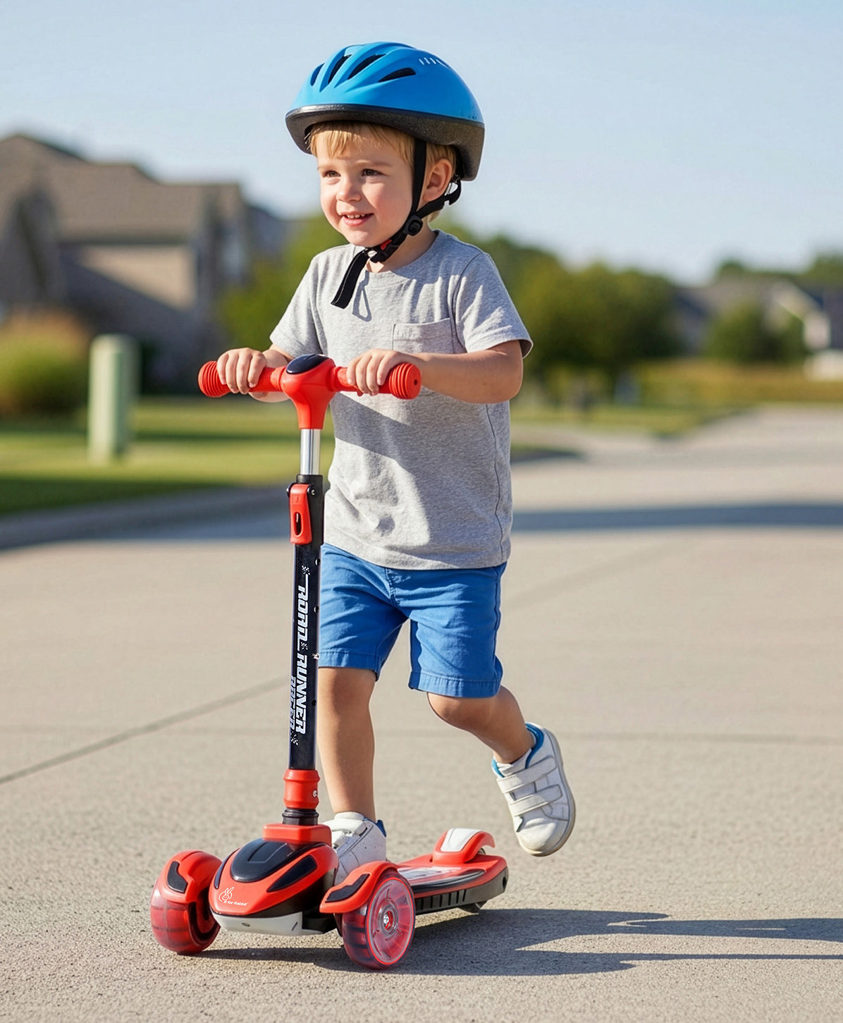 R for Rabbit Road Runner Racer 3 Wheel Kids Scooter - Red Black-picture-49
