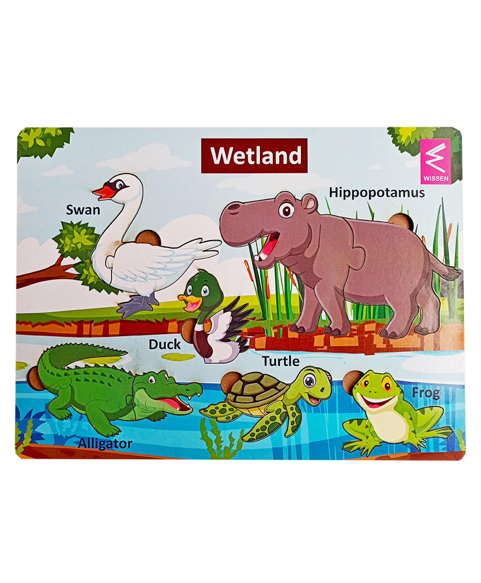 WISSEN Wetland Habitat Learning Puzzle Game for Kids (color may vary) - 12 Pieces-picture-4
