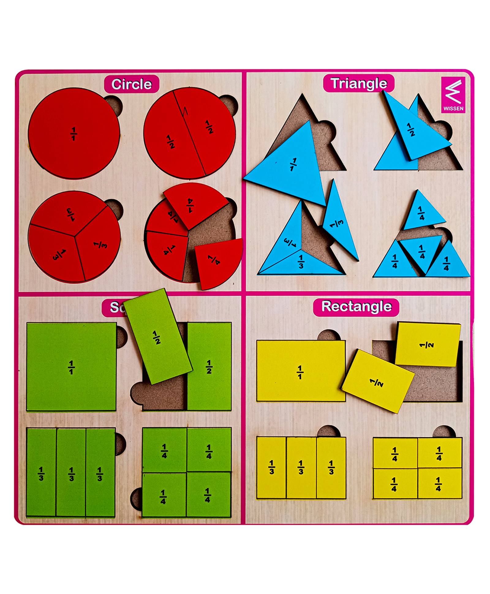 Wissen Shapes Fractions Activity Puzzle Board Game (color may vary)-image-28