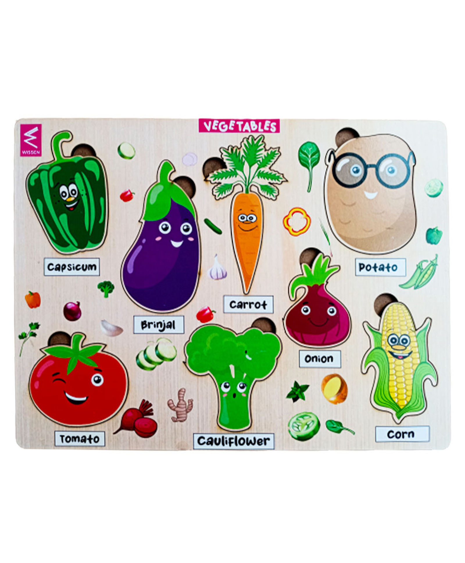 WISSEN Vegetable Cartoon Design Puzzle Board Game - 8 Pieces (Color May Vary)-image-44