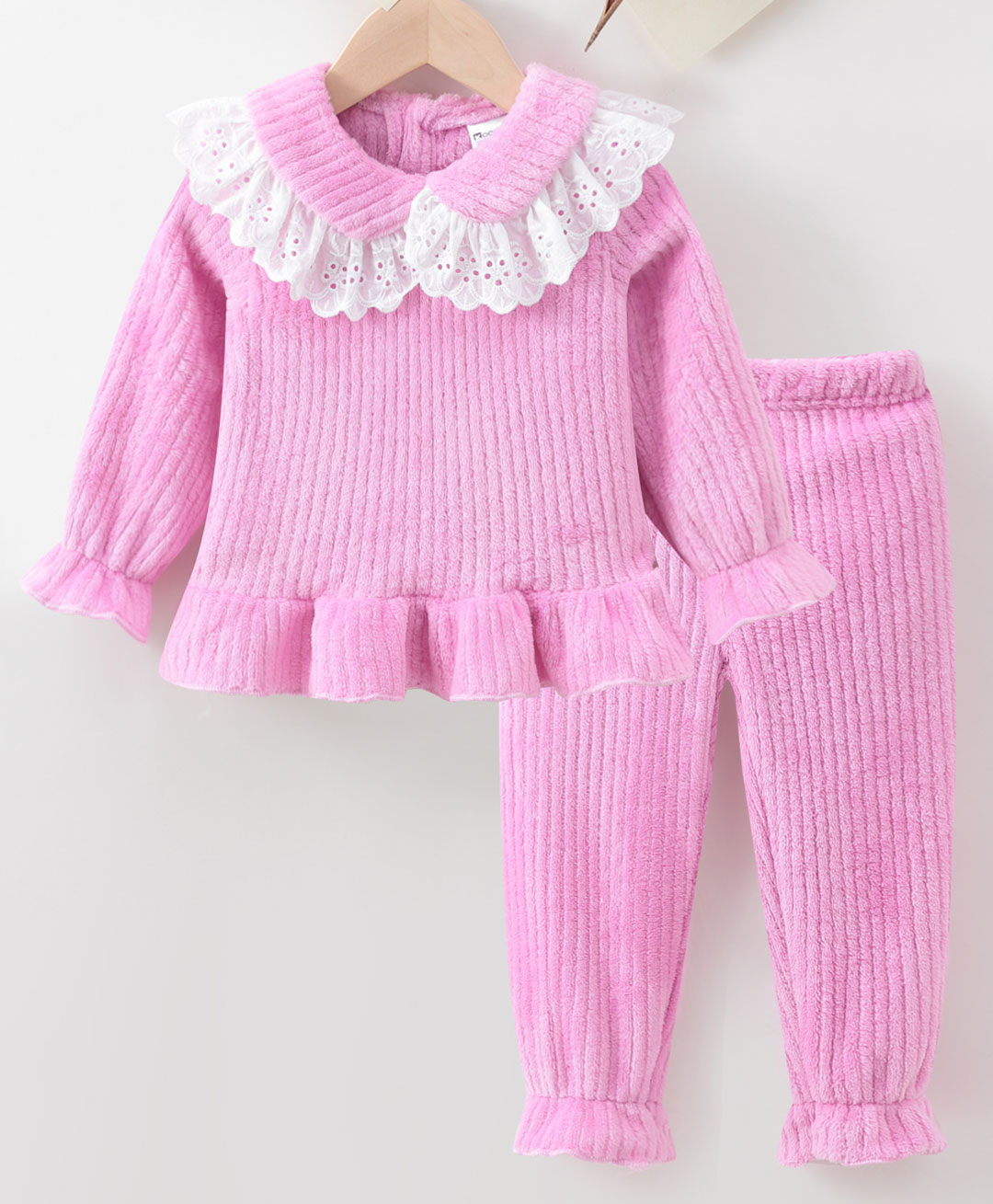 Kookie Kids Full Sleeves Night Suit Solid - Pink-image-13